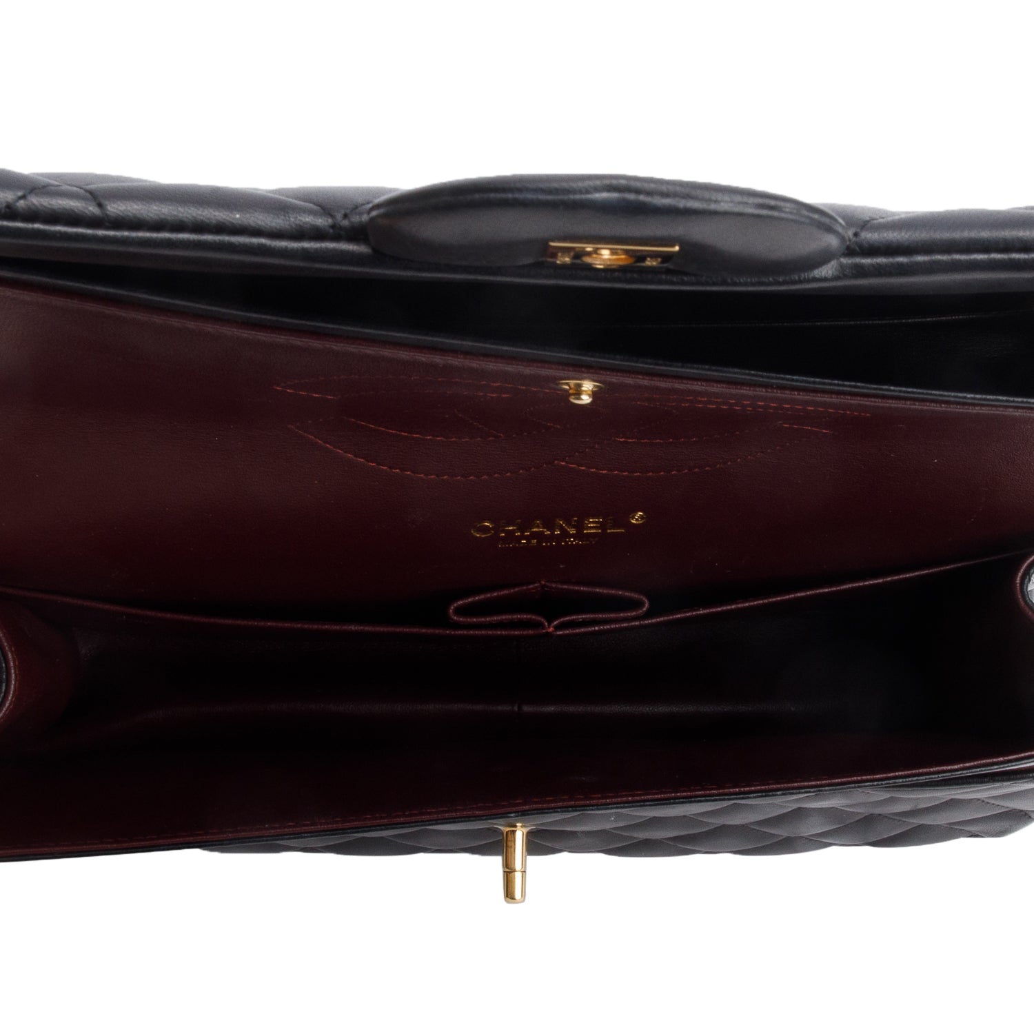 Chanel Black Quilted Lambskin Leather Classic Jumbo Double Flap Bag