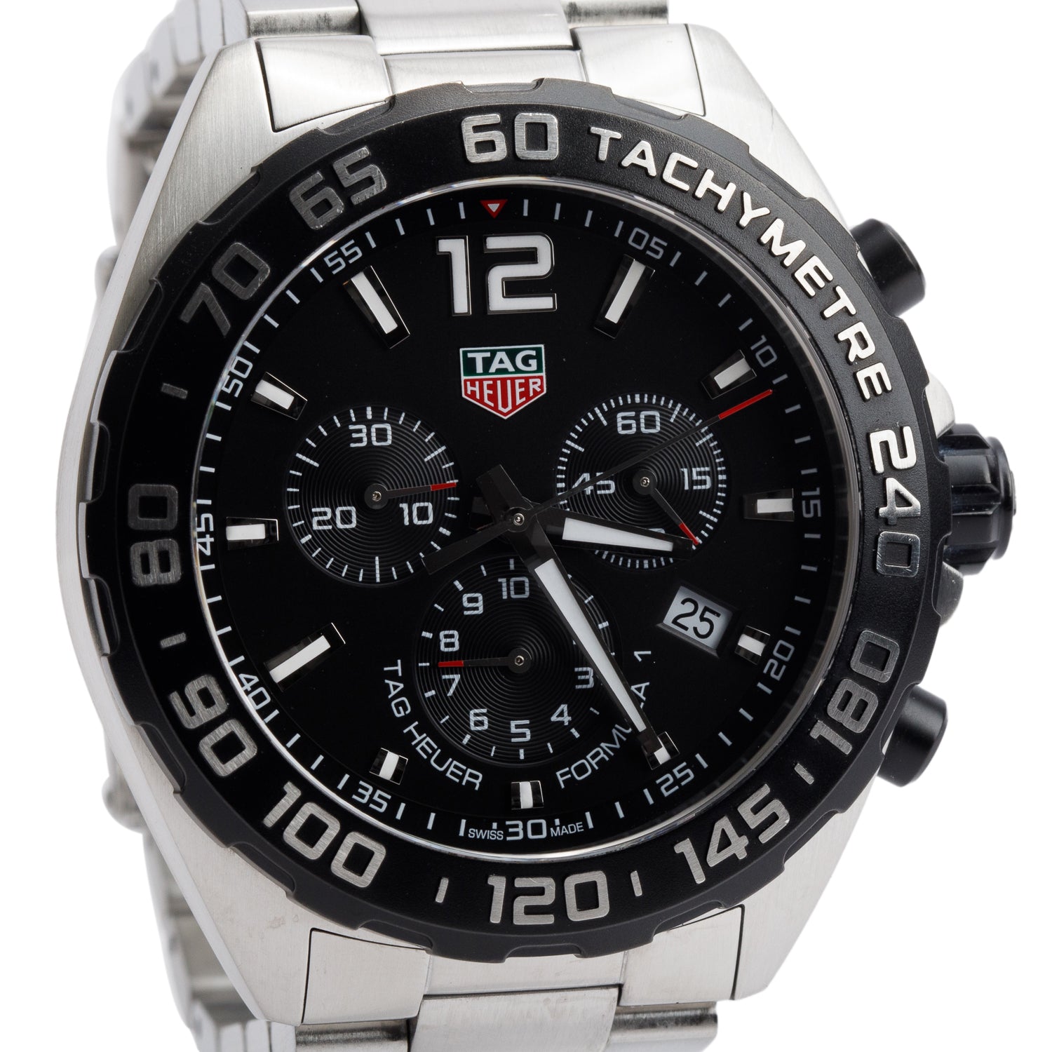 Tag HeuerStainless Steel Formula 1 43 MM Chronograph Quartz Watch Black Dial CAZ1010