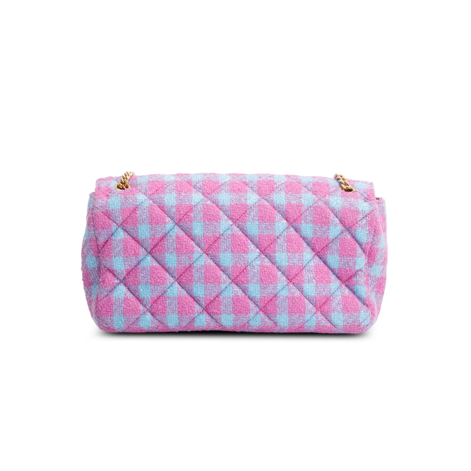 Versace Blue/Purple Tweed Quilted La Medusa Shoulder Bag w/ Box
