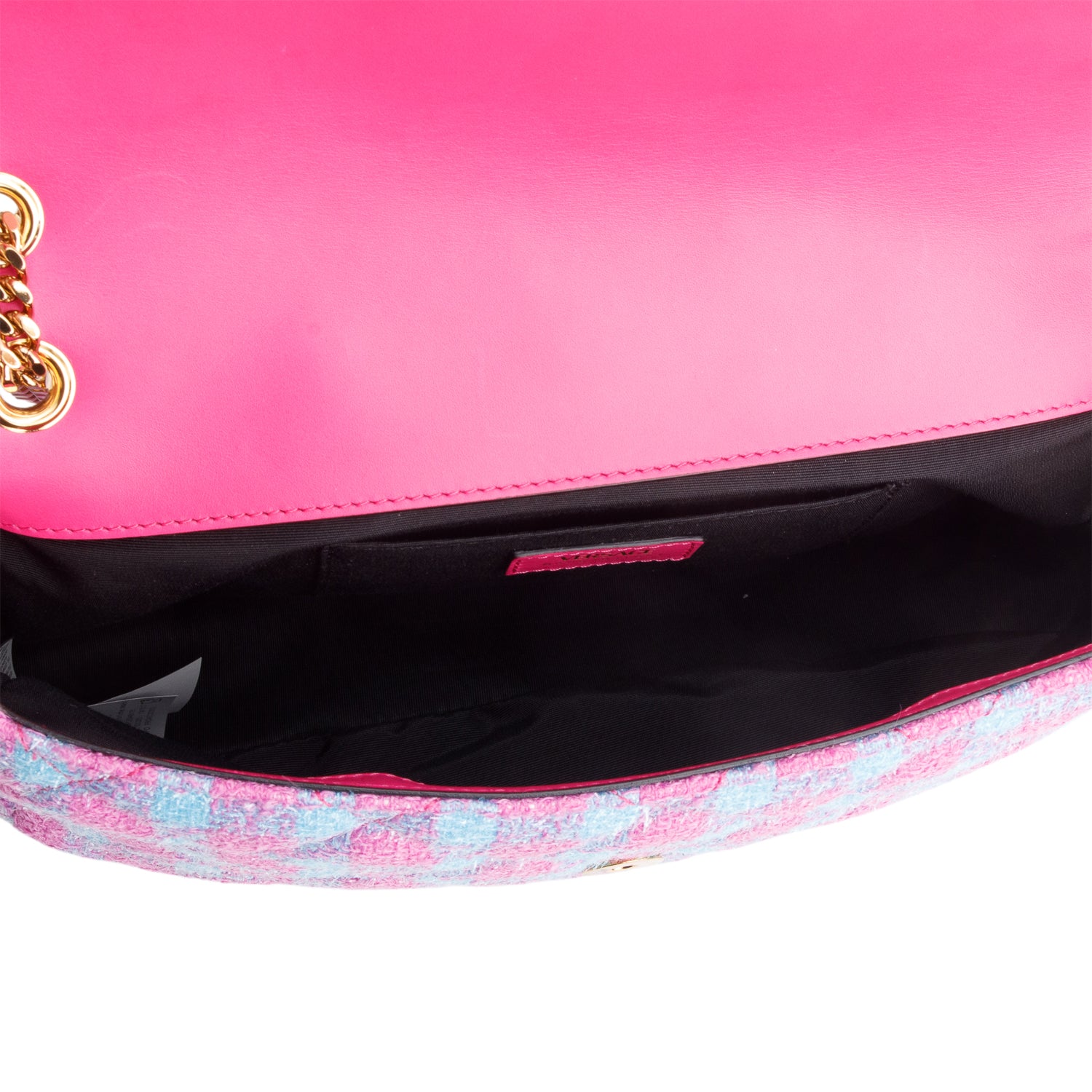 Versace Blue/Purple Tweed Quilted La Medusa Shoulder Bag w/ Box