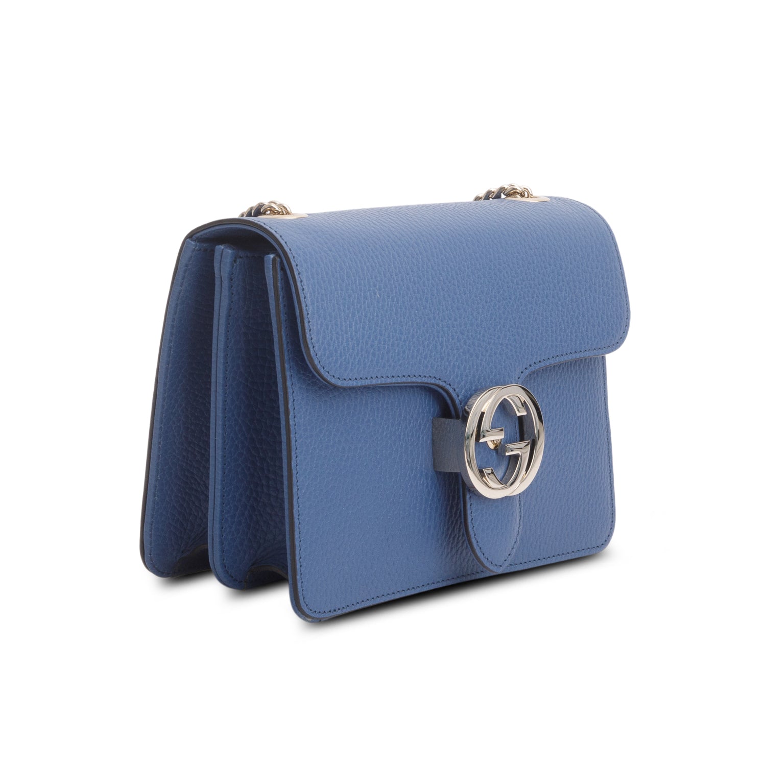 Gucci Blue Dollar Calfskin Small Interlocking G Shoulder Bag