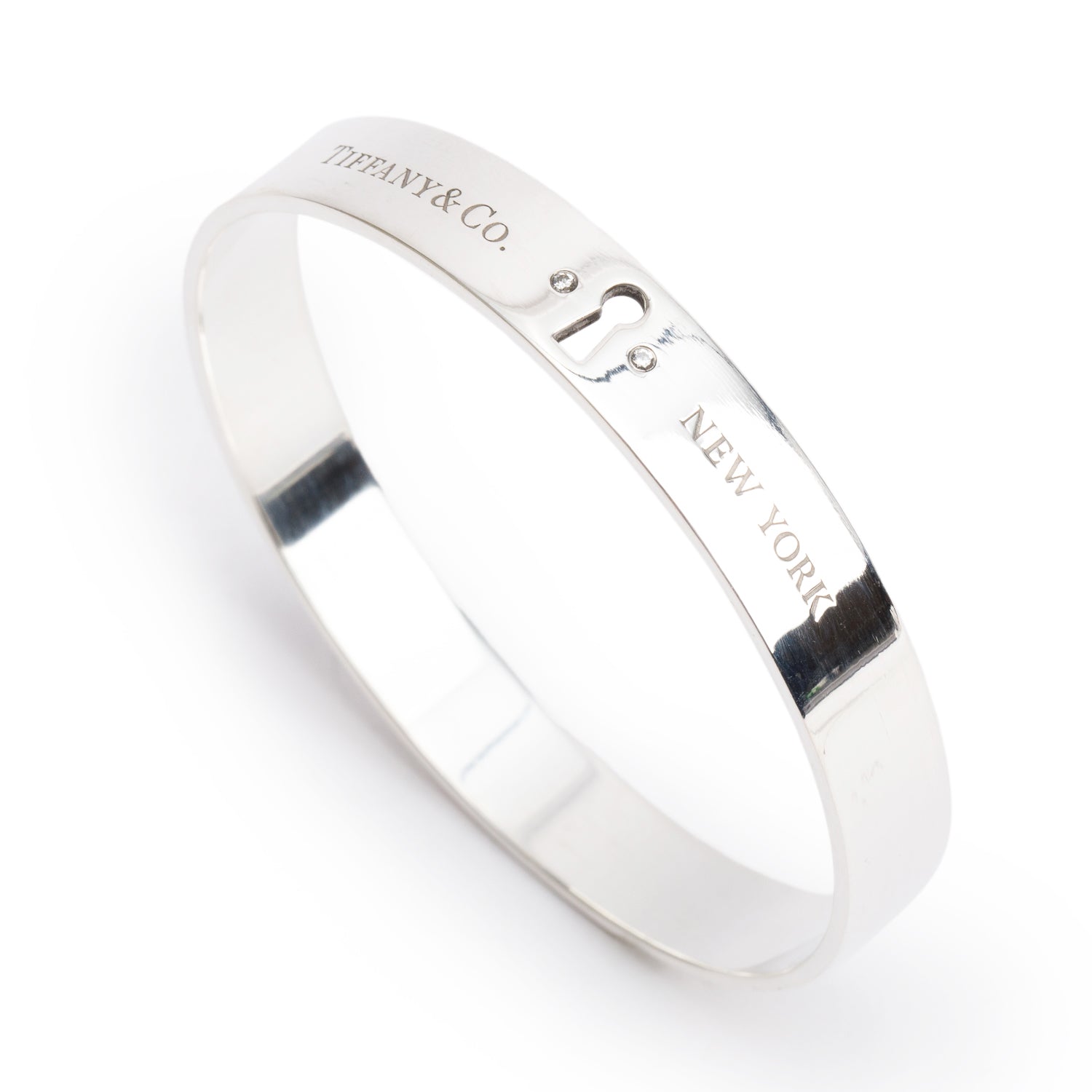 Tiffany & Co. Sterling Silver Diamond Locks Bangle