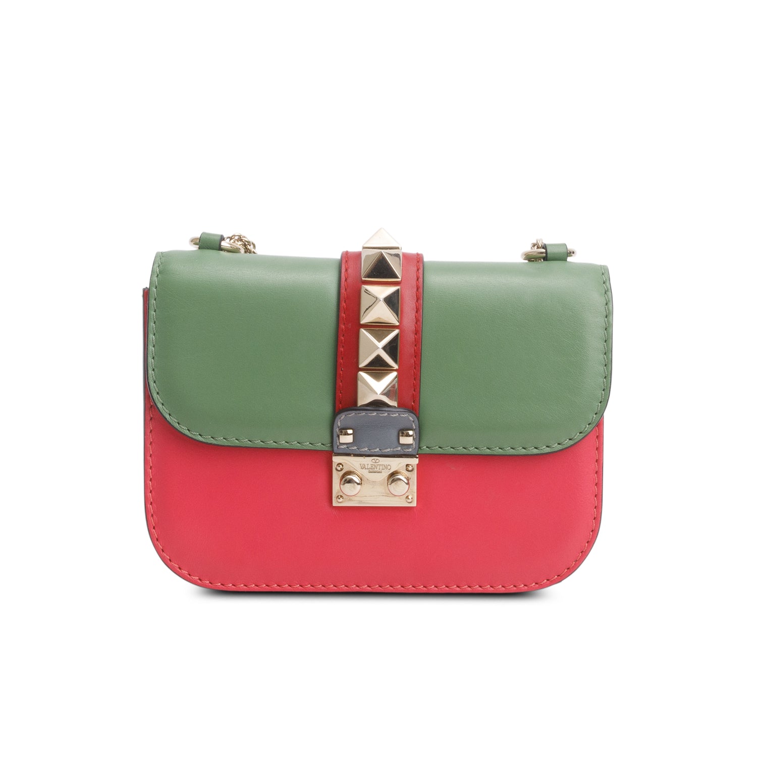 Valentino Multicolor Leather Rockstud Glam Lock Bag