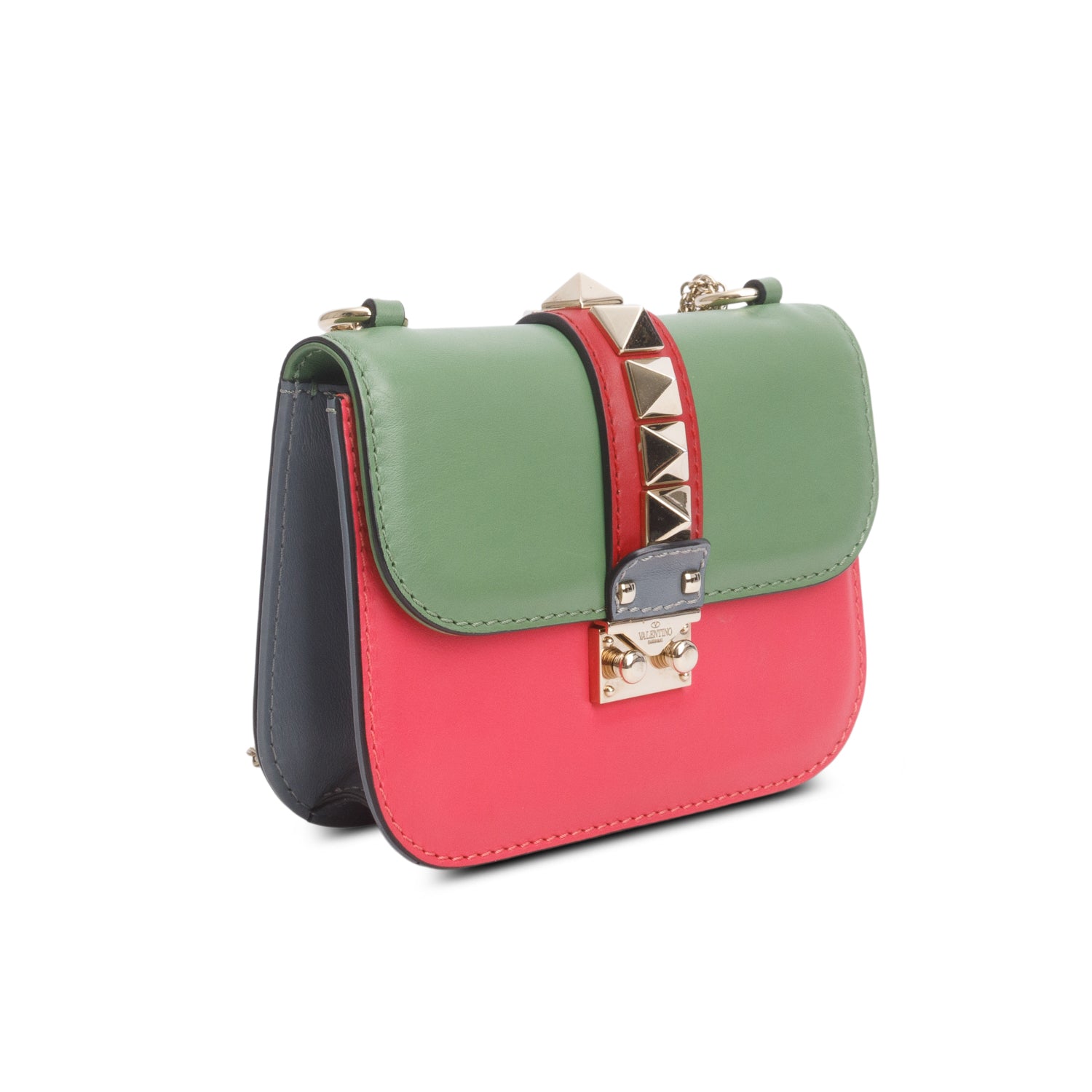 Valentino Multicolor Leather Rockstud Glam Lock Bag