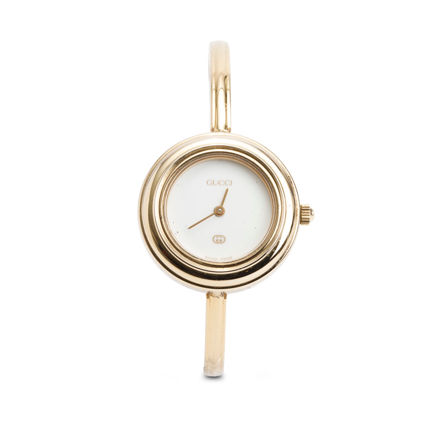 Gucci Gold Plated Stainless Steel 1100 Series 26 MM Watch w/ Box & 16 Multicolour Interchangeable Bezels