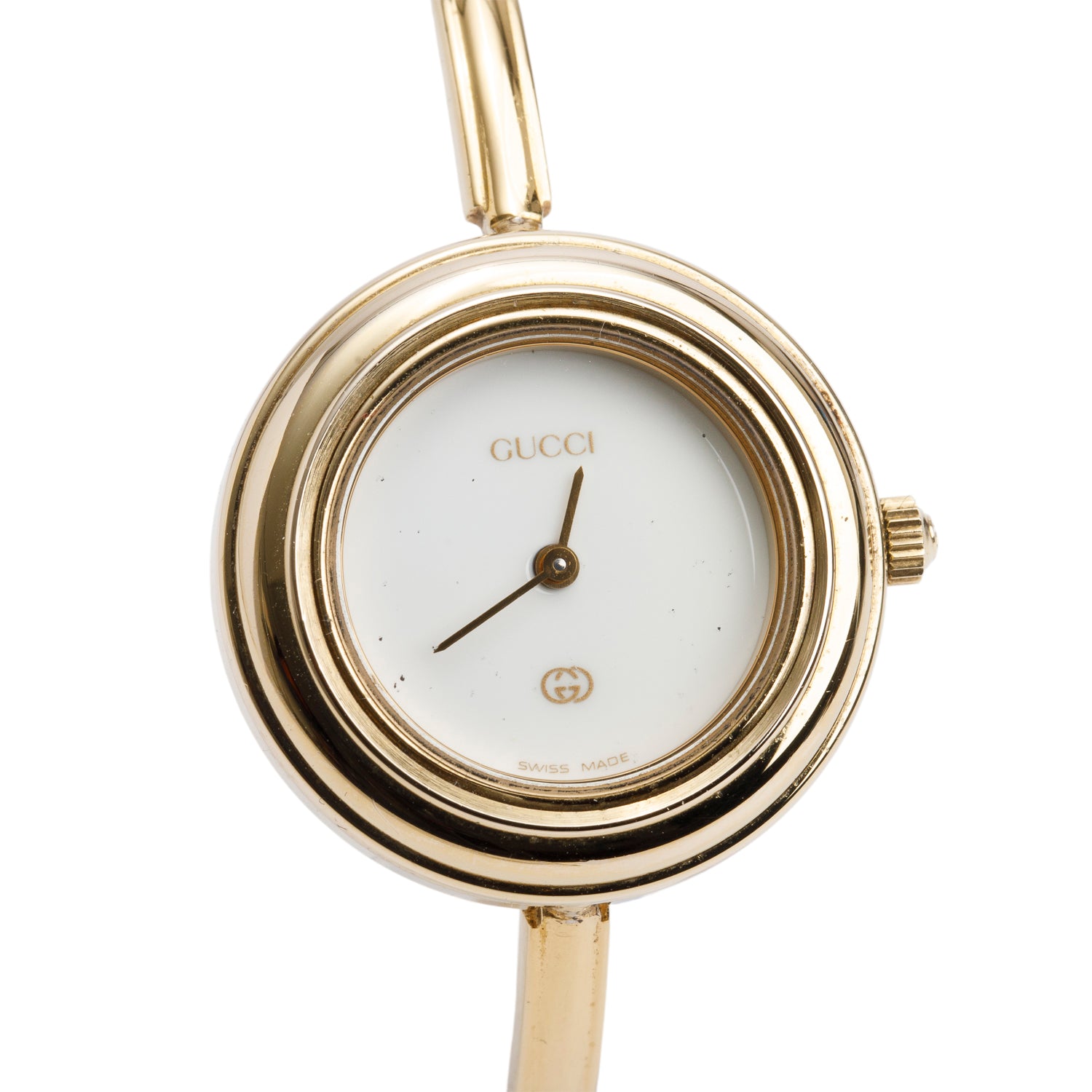 Gucci Gold Plated Stainless Steel 1100 Series 26 MM Watch w/ Box & 16 Multicolour Interchangeable Bezels