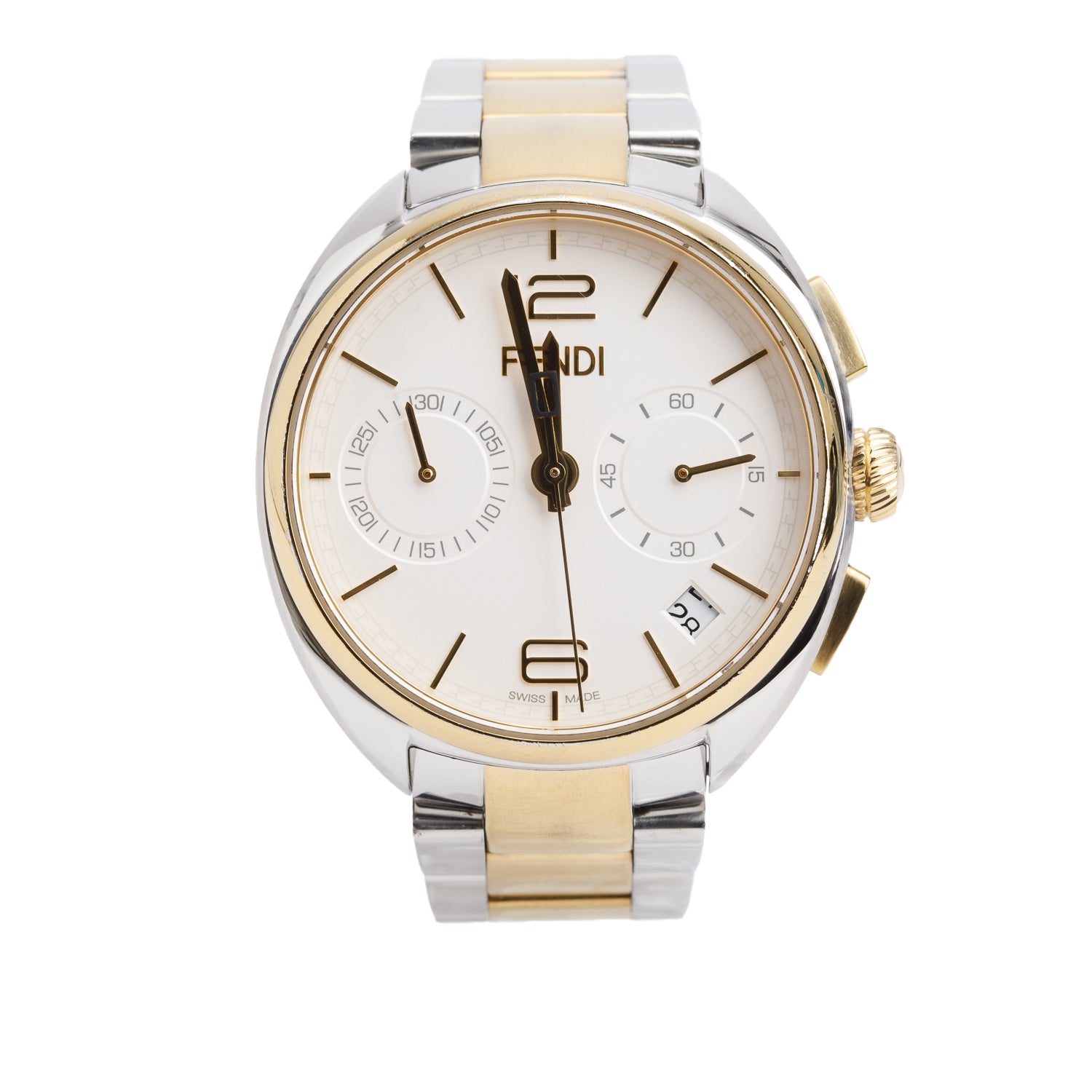 Fendi Stainless Steel & Gold-Plated Momento 40 MM Chronograph Quartz Watch w/ Box