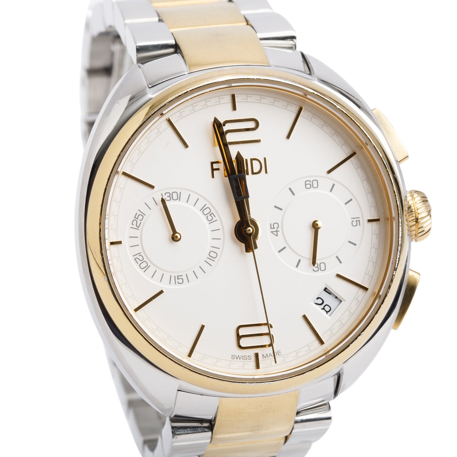 Fendi Stainless Steel & Gold-Plated Momento 40 MM Chronograph Quartz Watch w/ Box
