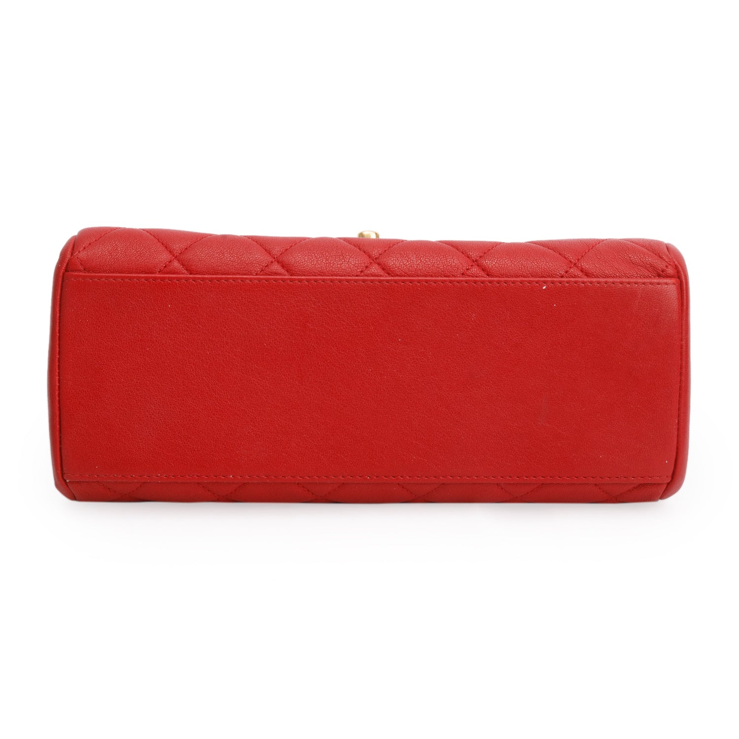 Chanel Red Shiny Sheepskin Quilted Small Trapezio Bag w/ Authenticity Card & Receipt