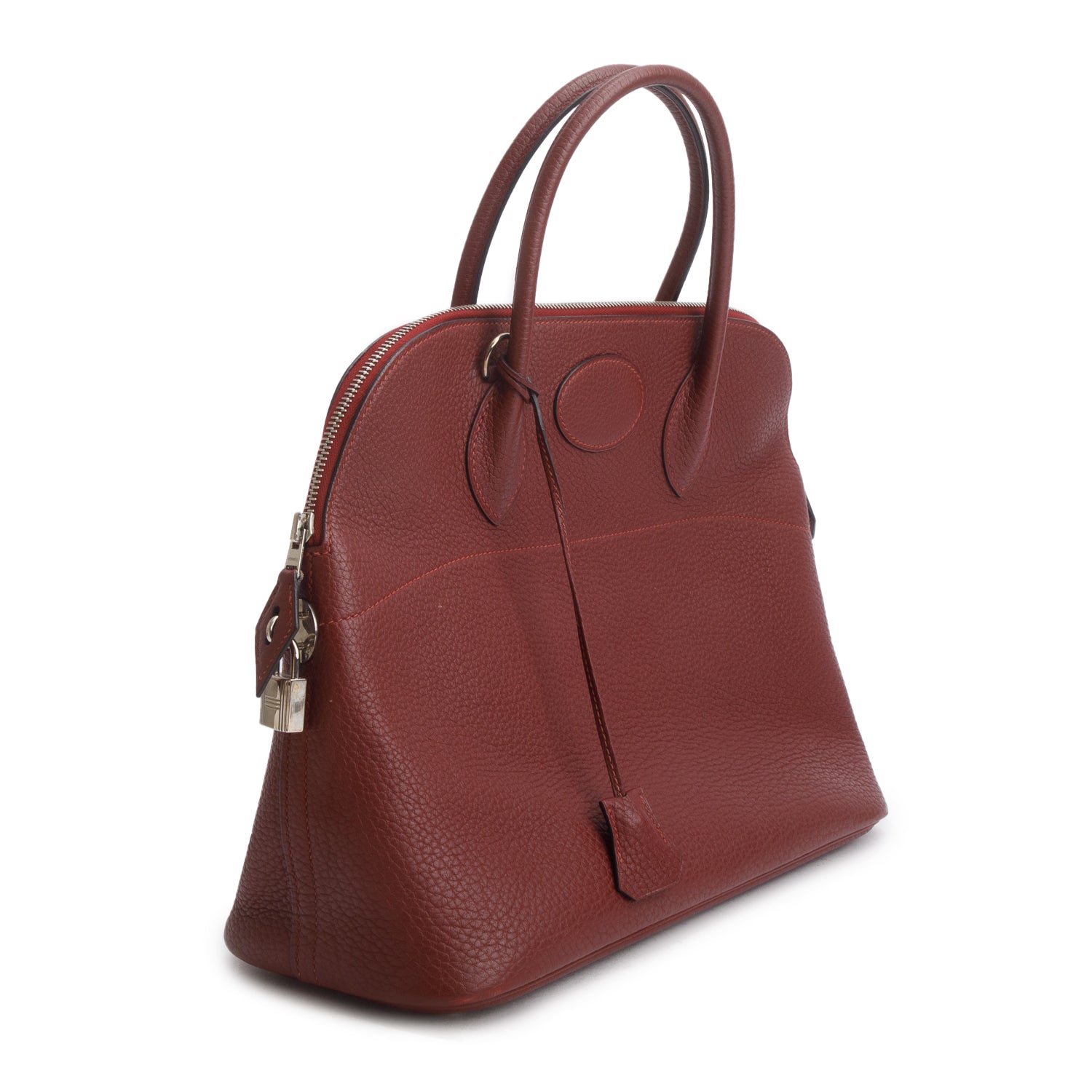 Hermes Rouge H Taurillon Clemence Bolide 35 w/ Box & Strap