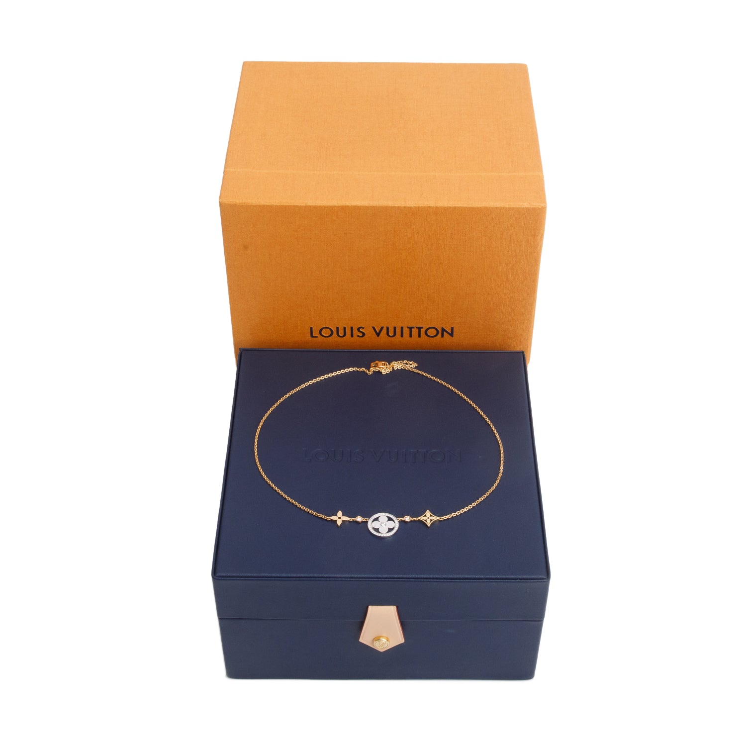 Louis Vuitton 18k Rose, Yellow & White Gold Diamond Idylle Blossom XL 3 Golds Necklace w/ Box