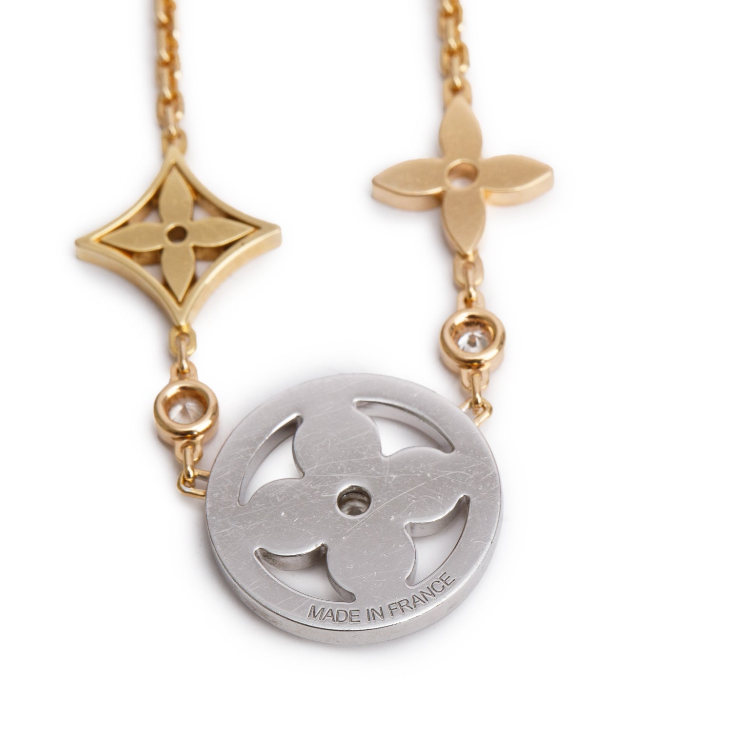 Louis Vuitton 18k Rose, Yellow & White Gold Diamond Idylle Blossom XL 3 Golds Necklace w/ Box