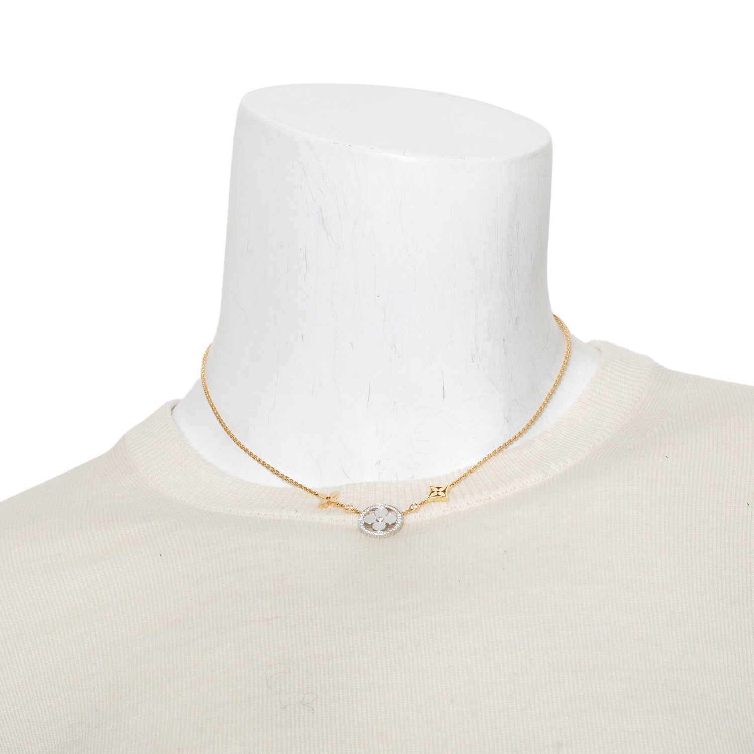 Louis Vuitton 18k Rose, Yellow & White Gold Diamond Idylle Blossom XL 3 Golds Necklace w/ Box