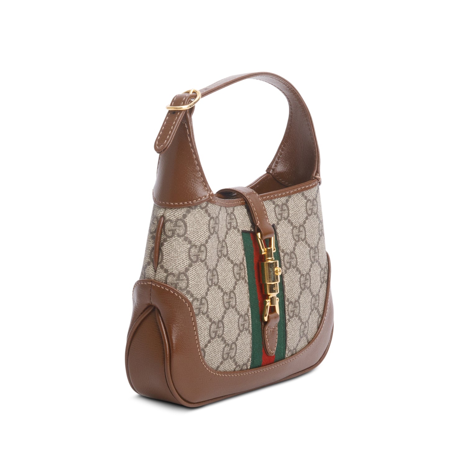 Gucci GG Supreme Monogram Azalea Calfskin Web Mini Jackie 1961 Hobo w/ Strap