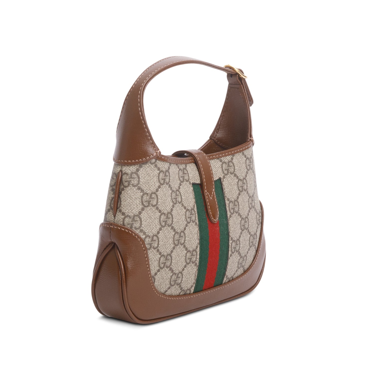 Gucci GG Supreme Monogram Azalea Calfskin Web Mini Jackie 1961 Hobo w/ Strap