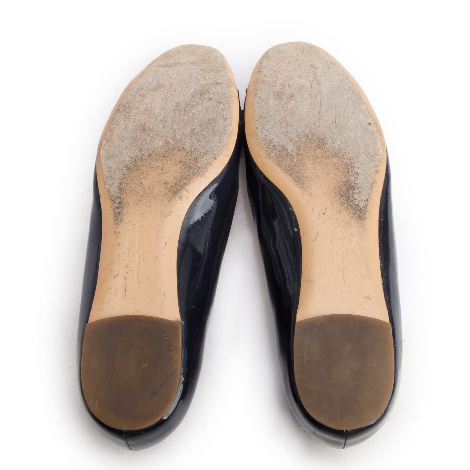 Ferragamo Navy Patent Leather Varina Bow Flats, Women's Size 7 w/ Box