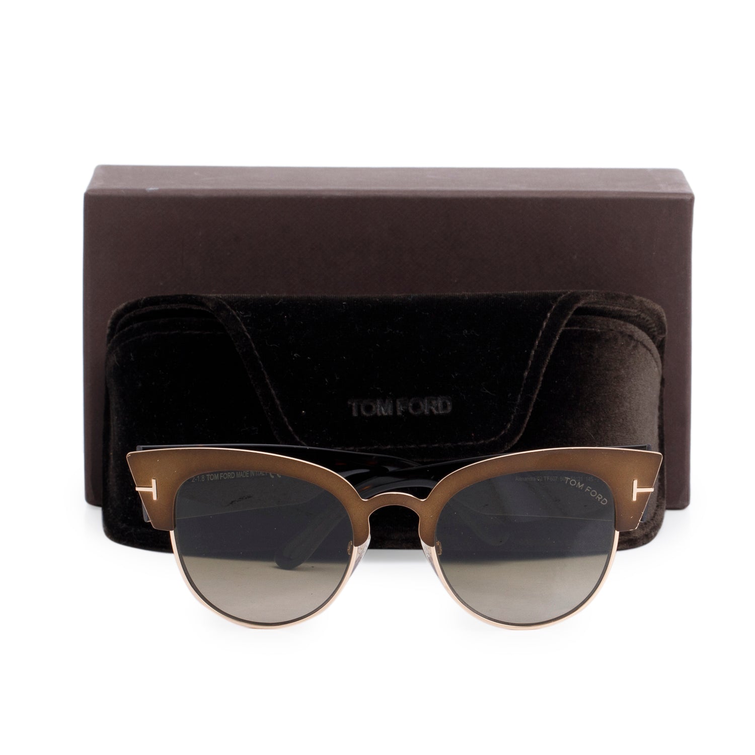 Tom Ford TF 607 Alexandra-02 Brown Havana Square Sunglasses w/ Box & Case