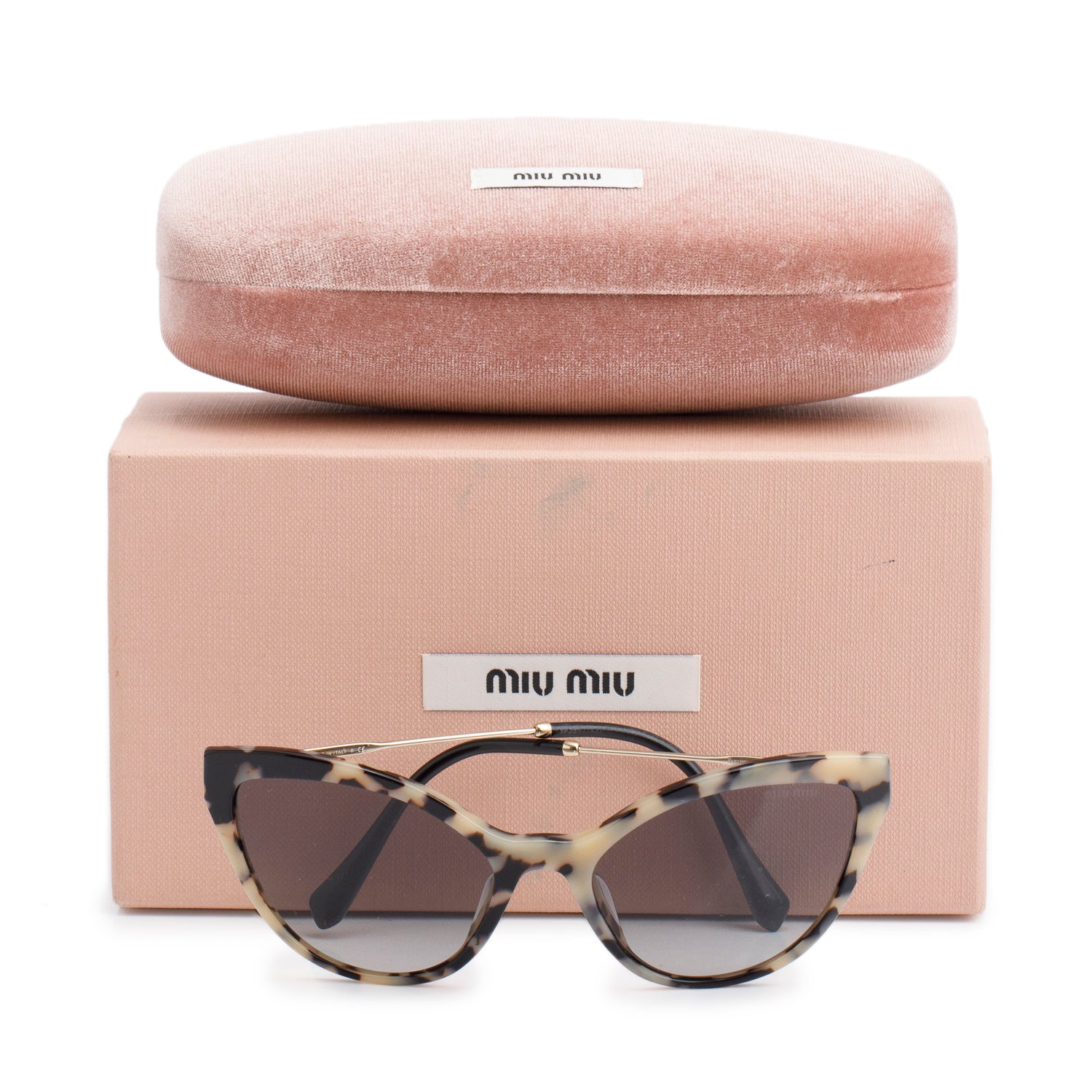 Miu Miu SMU 03U-A Tortoise Acetate Cat Eye Sunglasses w/ Box & Case