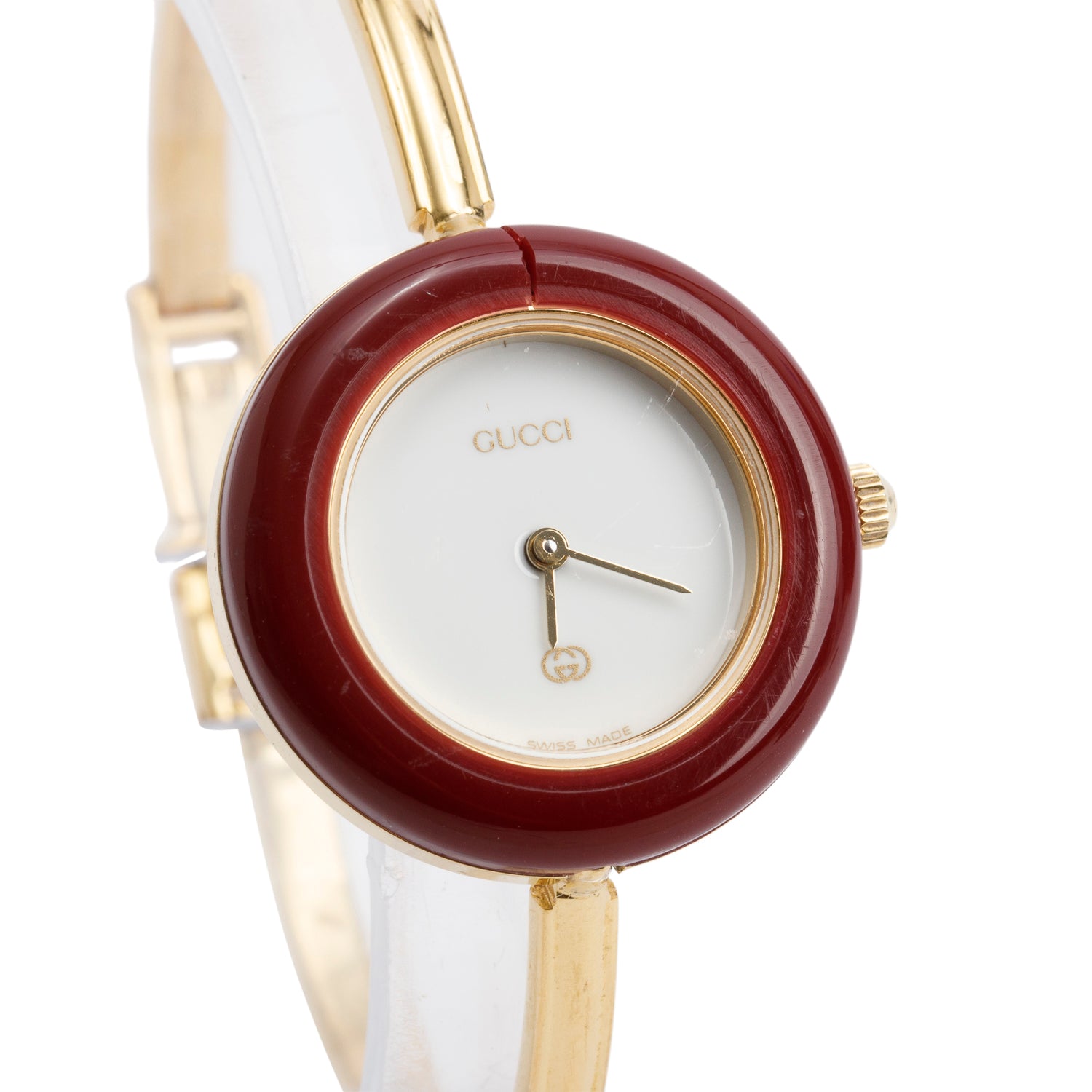 Gucci Gold Plated Stainless Steel 1100 Series 26MM Watch w/ Box & 12 Multicolour Interchangeable Bezels w/ Box & Papers