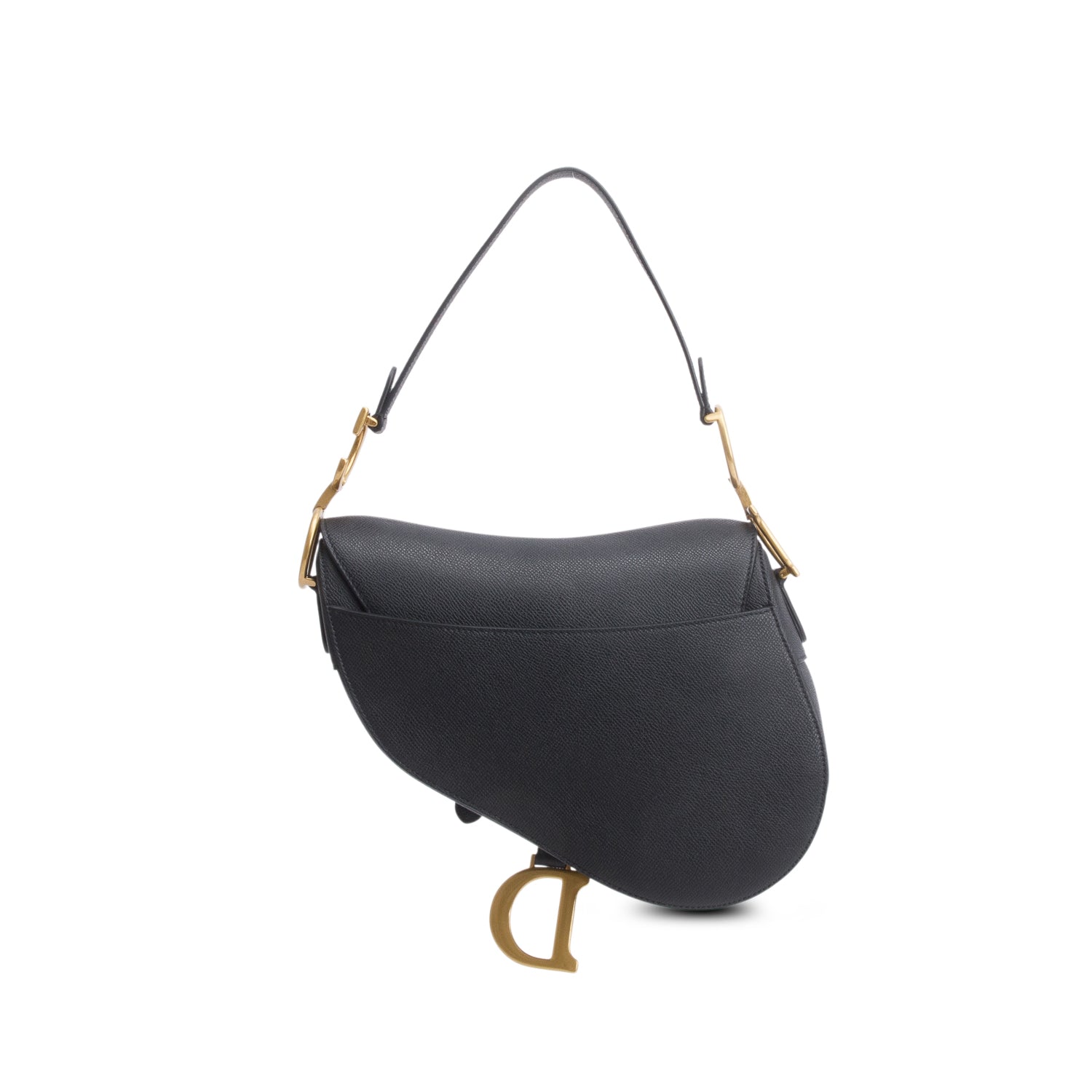 Christian Dior 2022 Black Grained Calfskin Saddle Bag w/ Strap