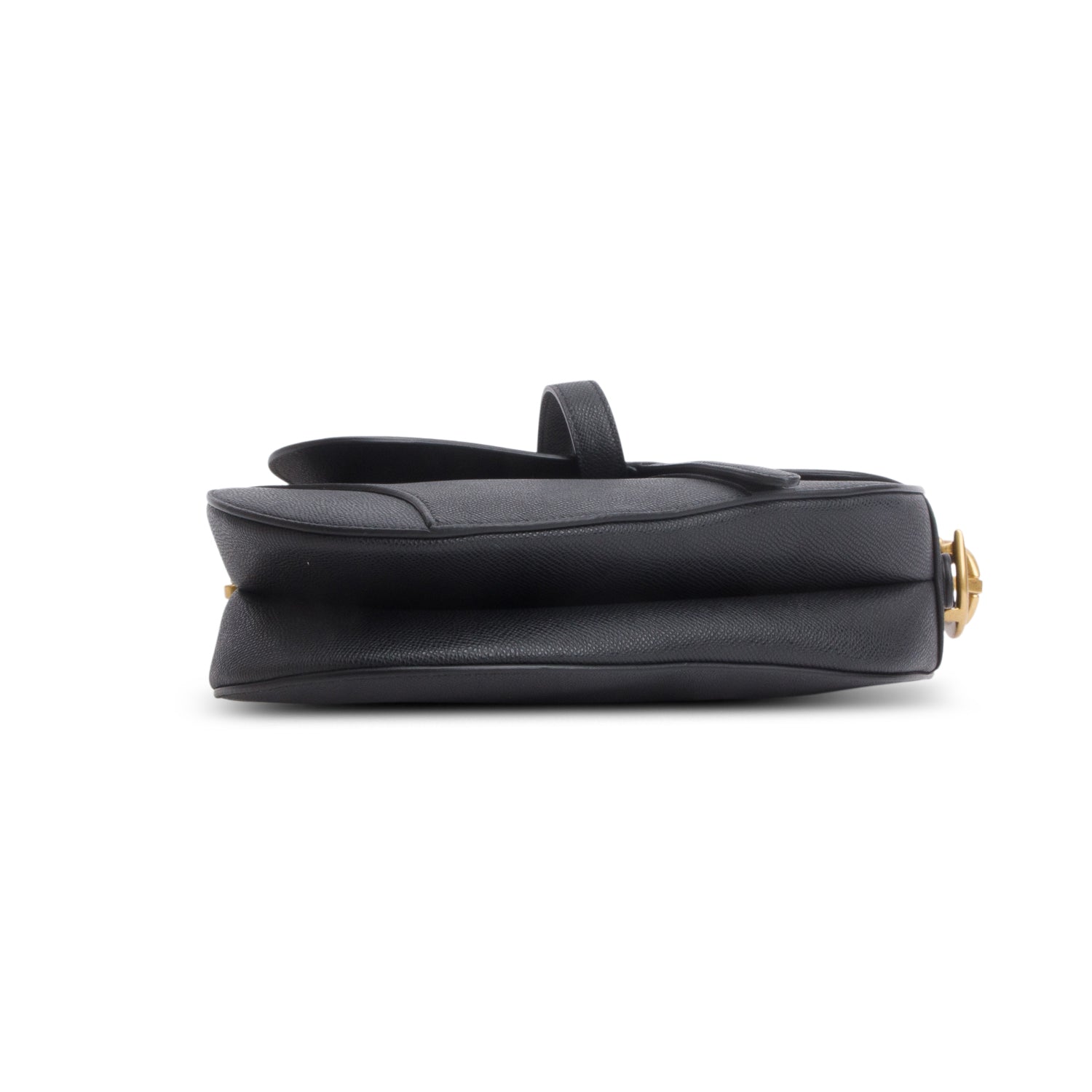 Christian Dior 2022 Black Grained Calfskin Saddle Bag w/ Strap
