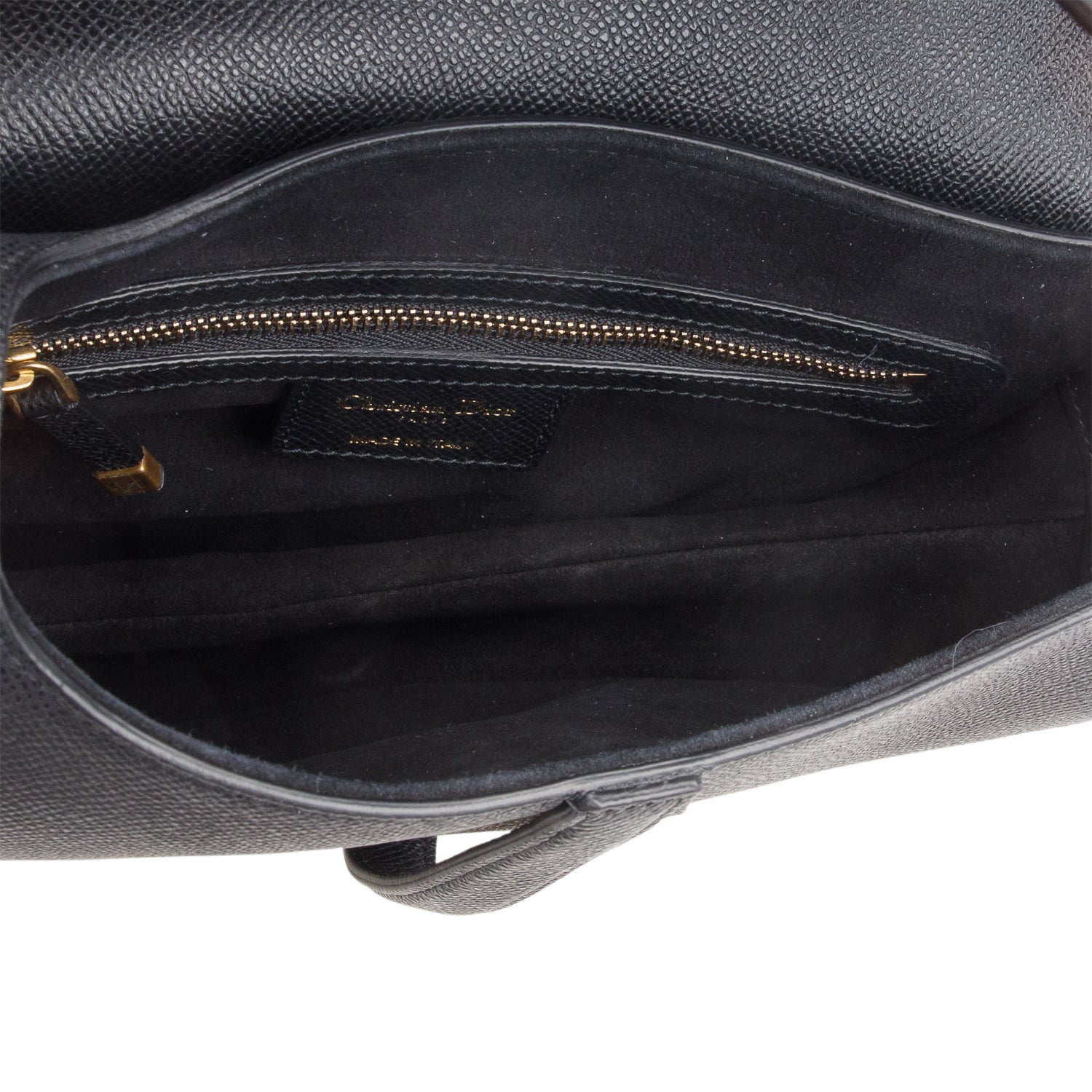 Christian Dior 2022 Black Grained Calfskin Saddle Bag w/ Strap