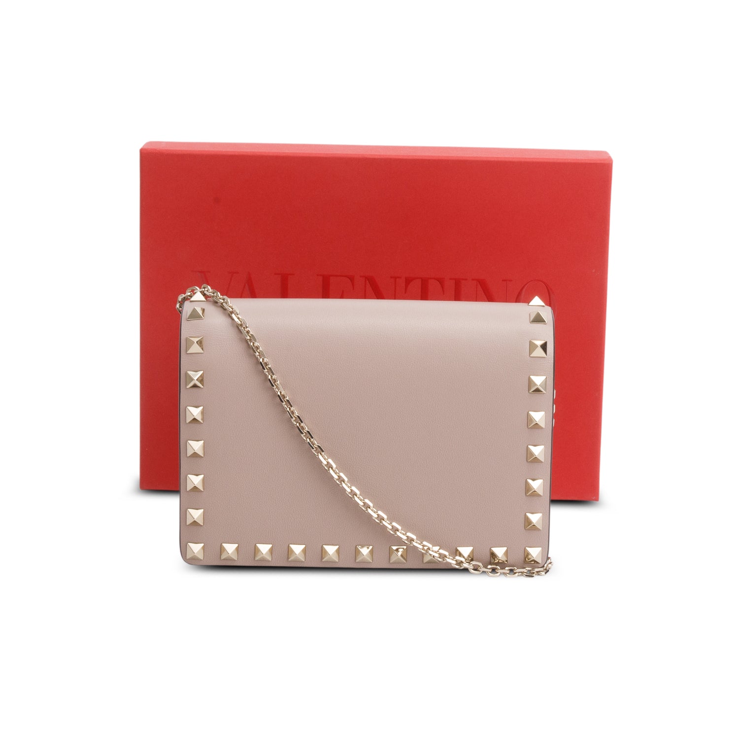 Valentino Pink Rockstud Wallet on Chain w/ Box