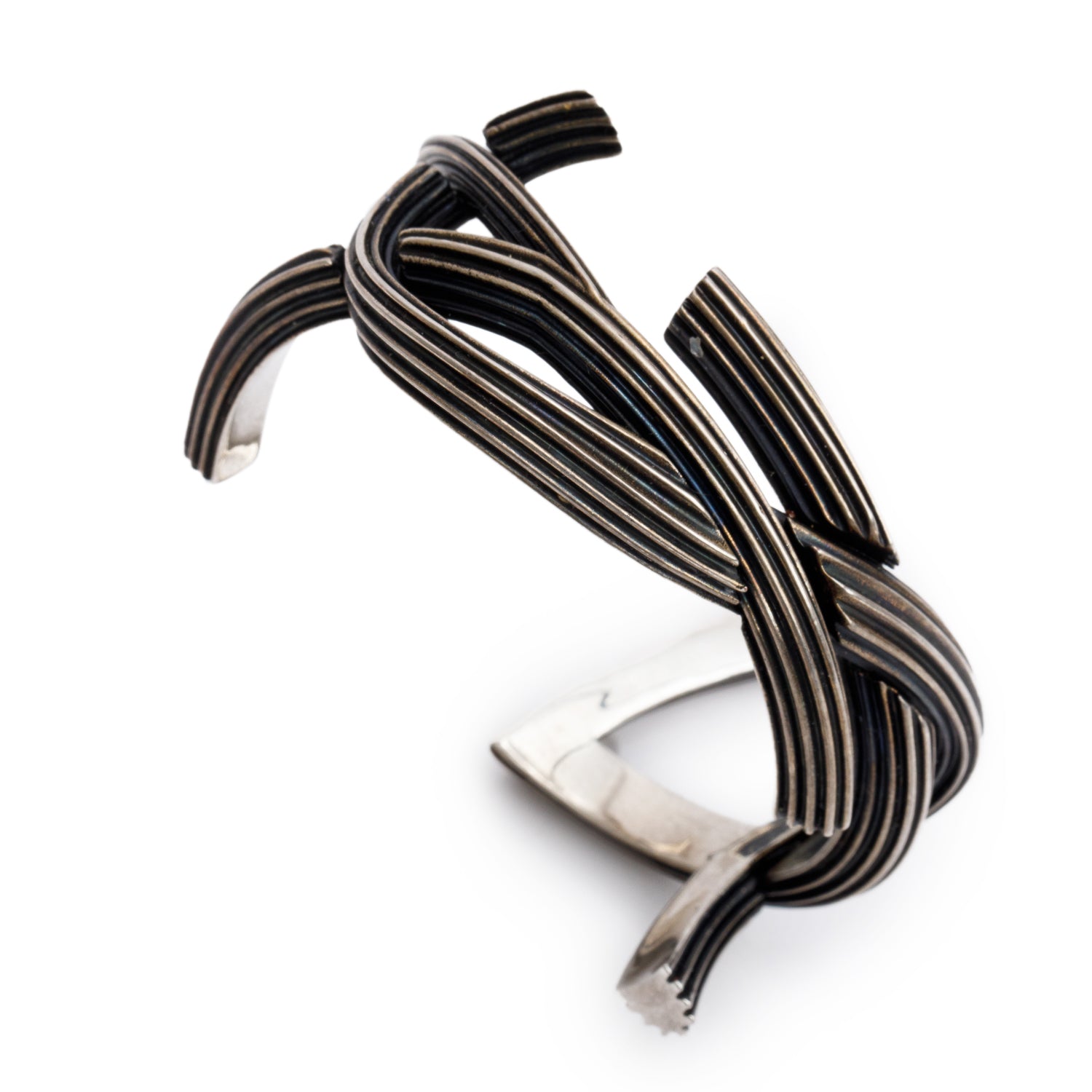 Saint Laurent 2025 Antiqued Silver Tone Metal Opyum Twist Cuff Bracelet w/ Box & Receipt