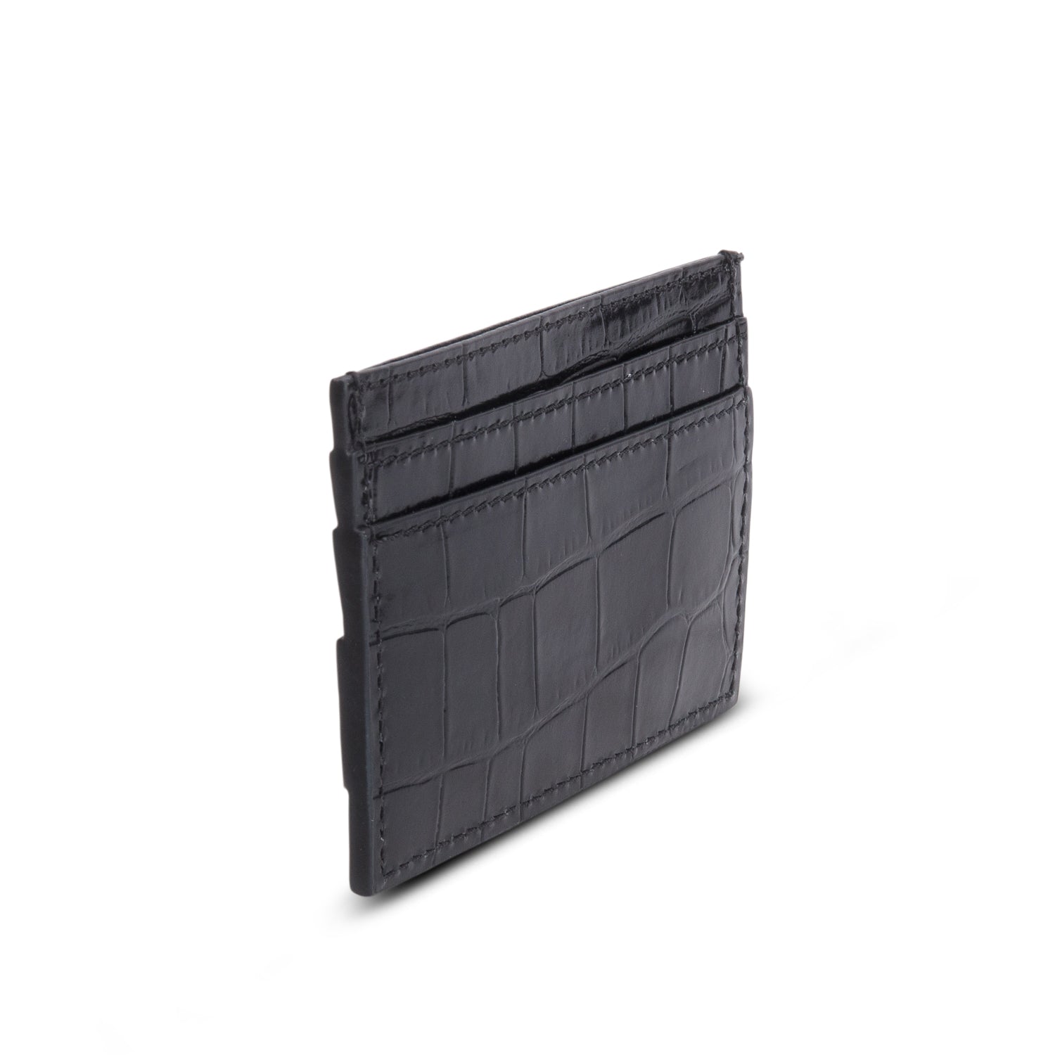 Versace Black Croc Embossed Patent Leather Grega Goddess Card Holder w/ Box