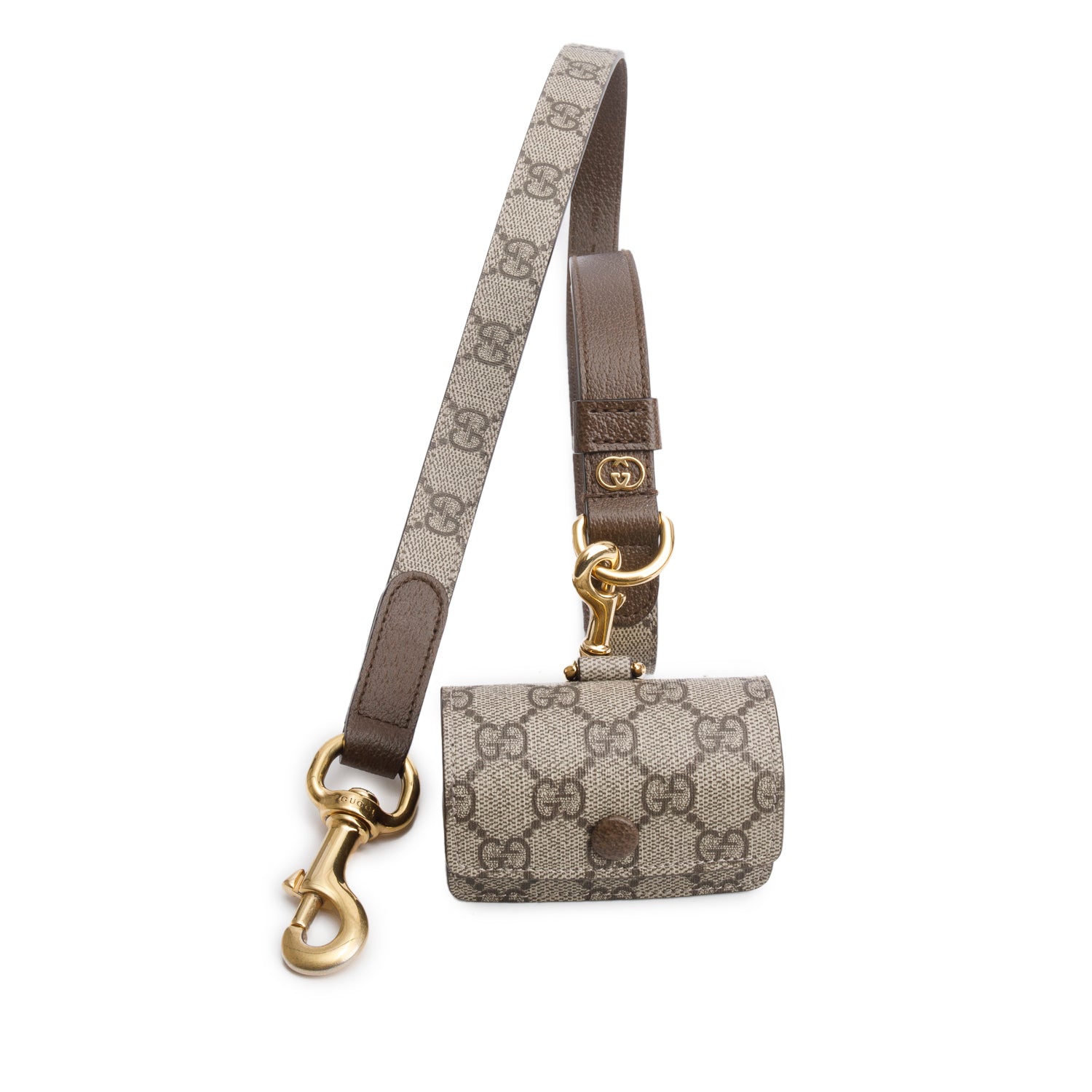 Gucci Calfskin GG Supreme Monogram Pet Leash w/ Bag Holder