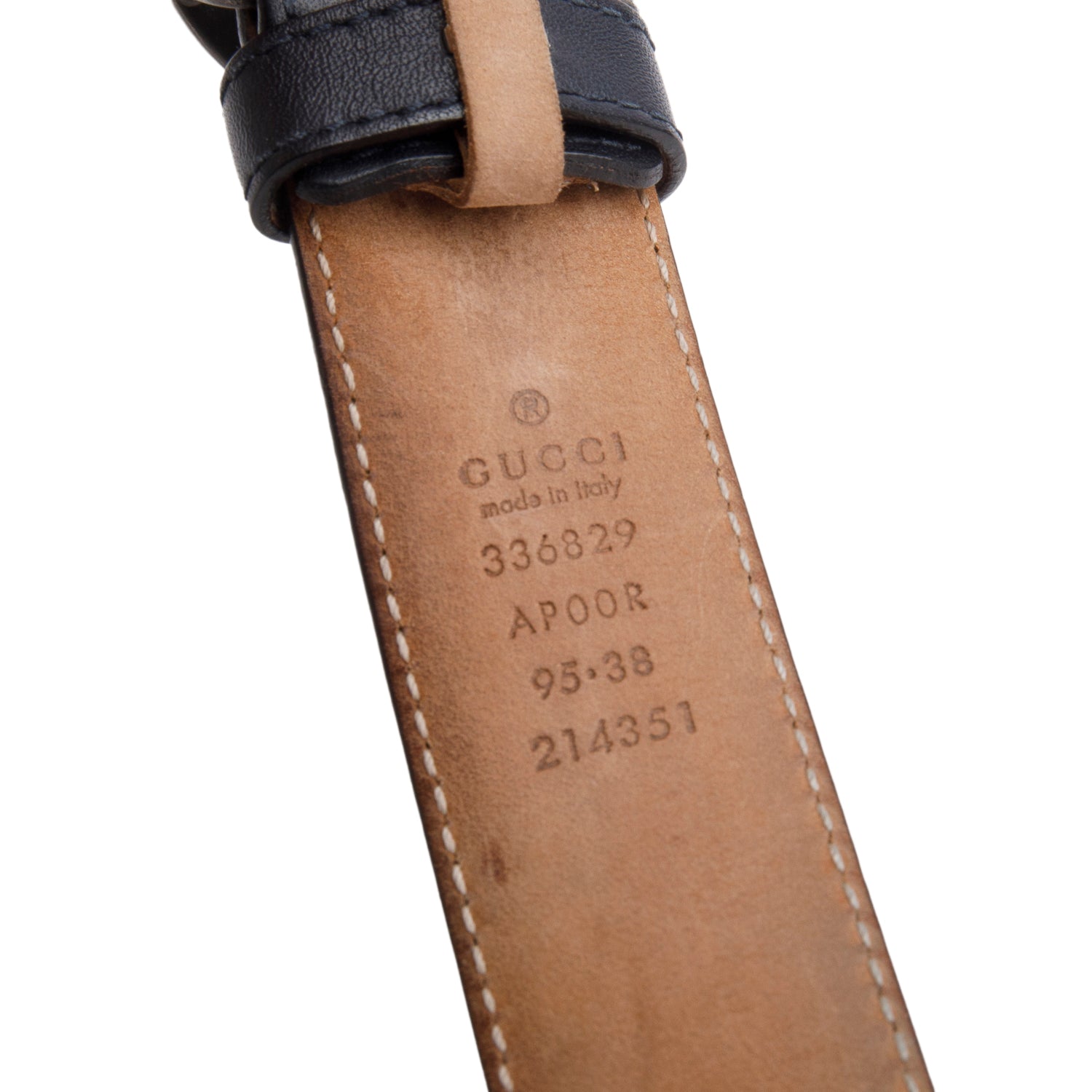 Gucci Navy Calfskin Interlocking G Belt 95 38