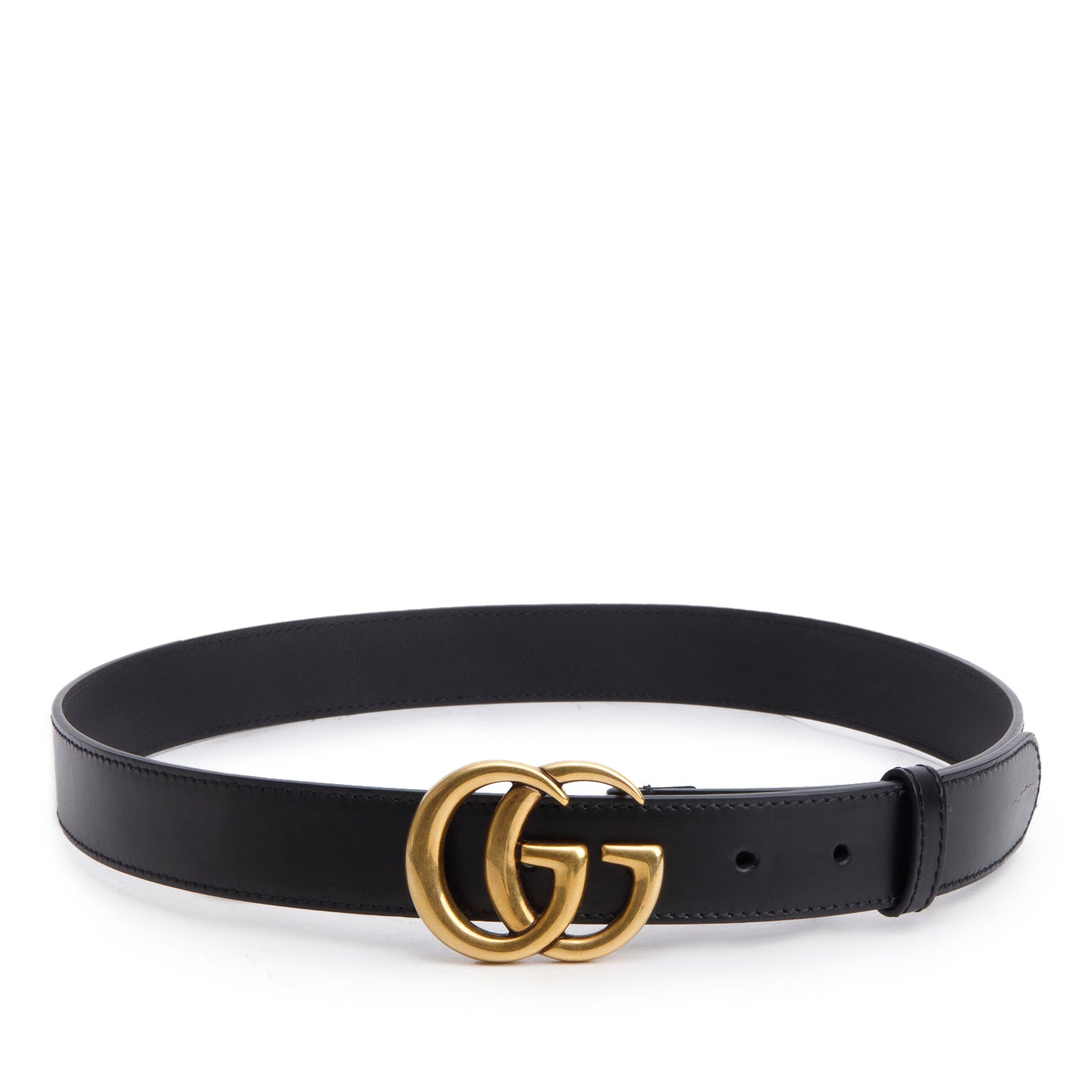Gucci Black Leather GG Marmont Belt, 85 34