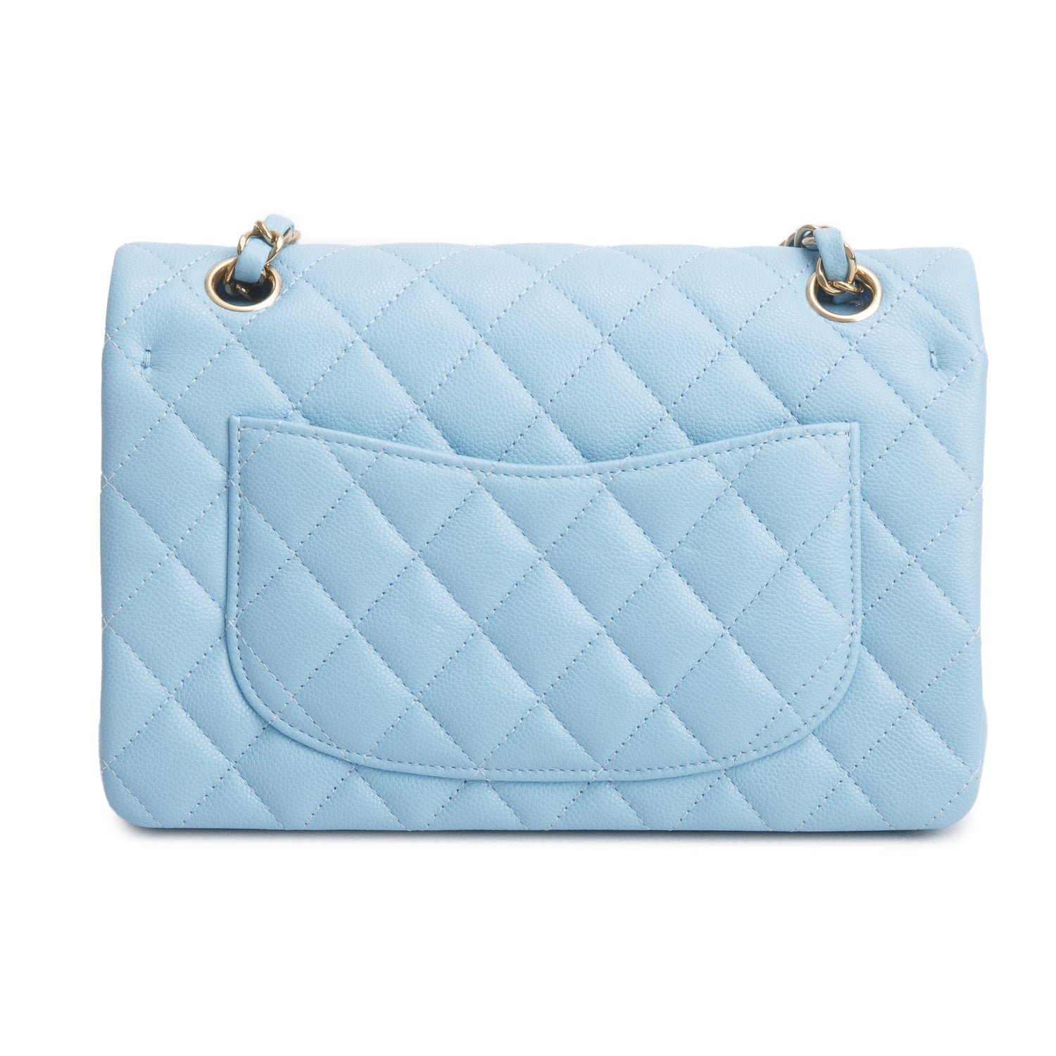Chanel Blue Caviar Quilted Leather Small Double Flap Bag w/ Box
