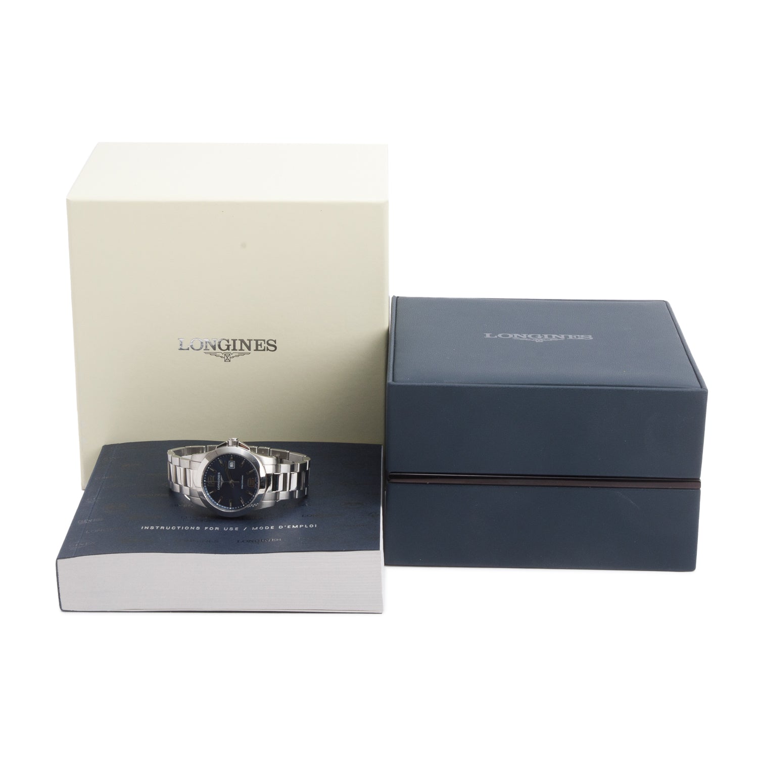 Longines 2021 Stainless Steel Conquest 29.5 MM Quartz Watch Blue Dial w/ Box & Papers
