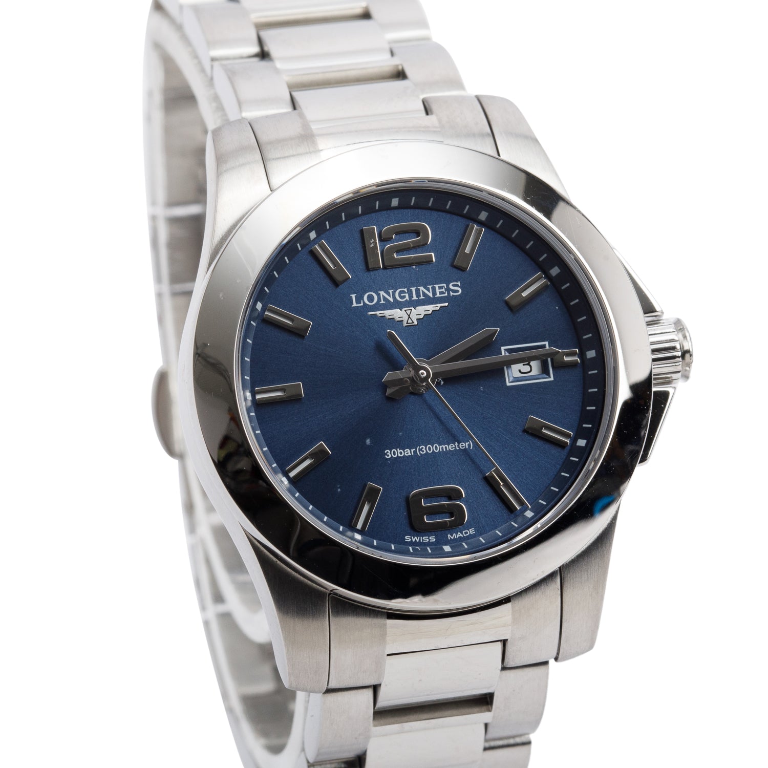 Longines 2021 Stainless Steel Conquest 29.5 MM Quartz Watch Blue Dial w/ Box & Papers