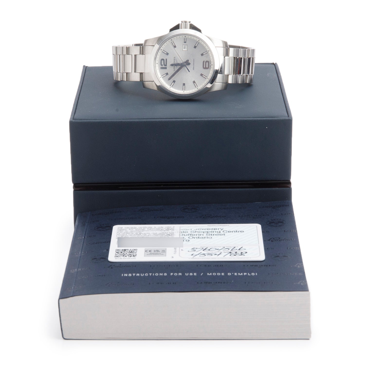 Longines 2021 Stainless Steel Conquest 43 MM Quartz Watch Silver Dial w/ Box & Papers