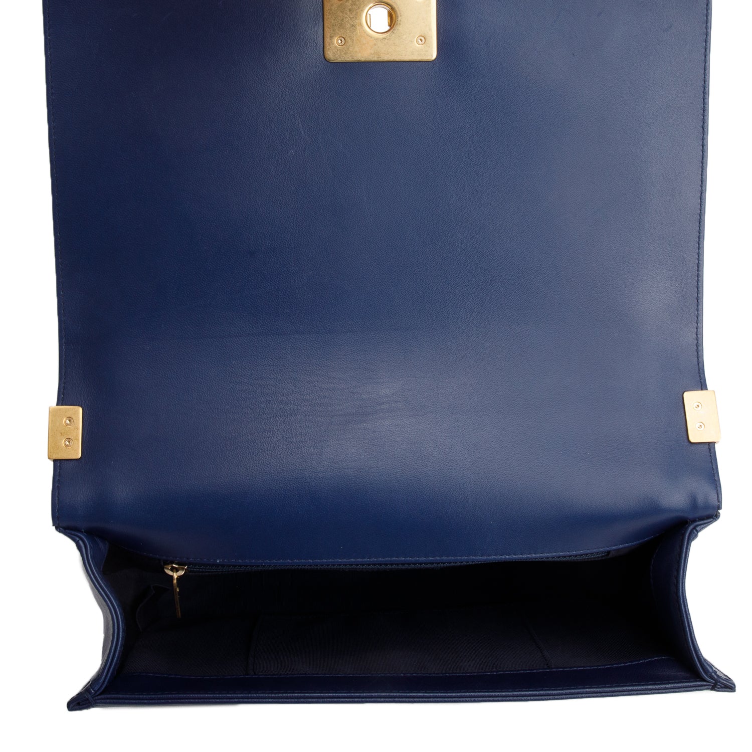 Chanel Blue Calfskin Quilted Leather Large Boy Bag w/ Authenticity Card