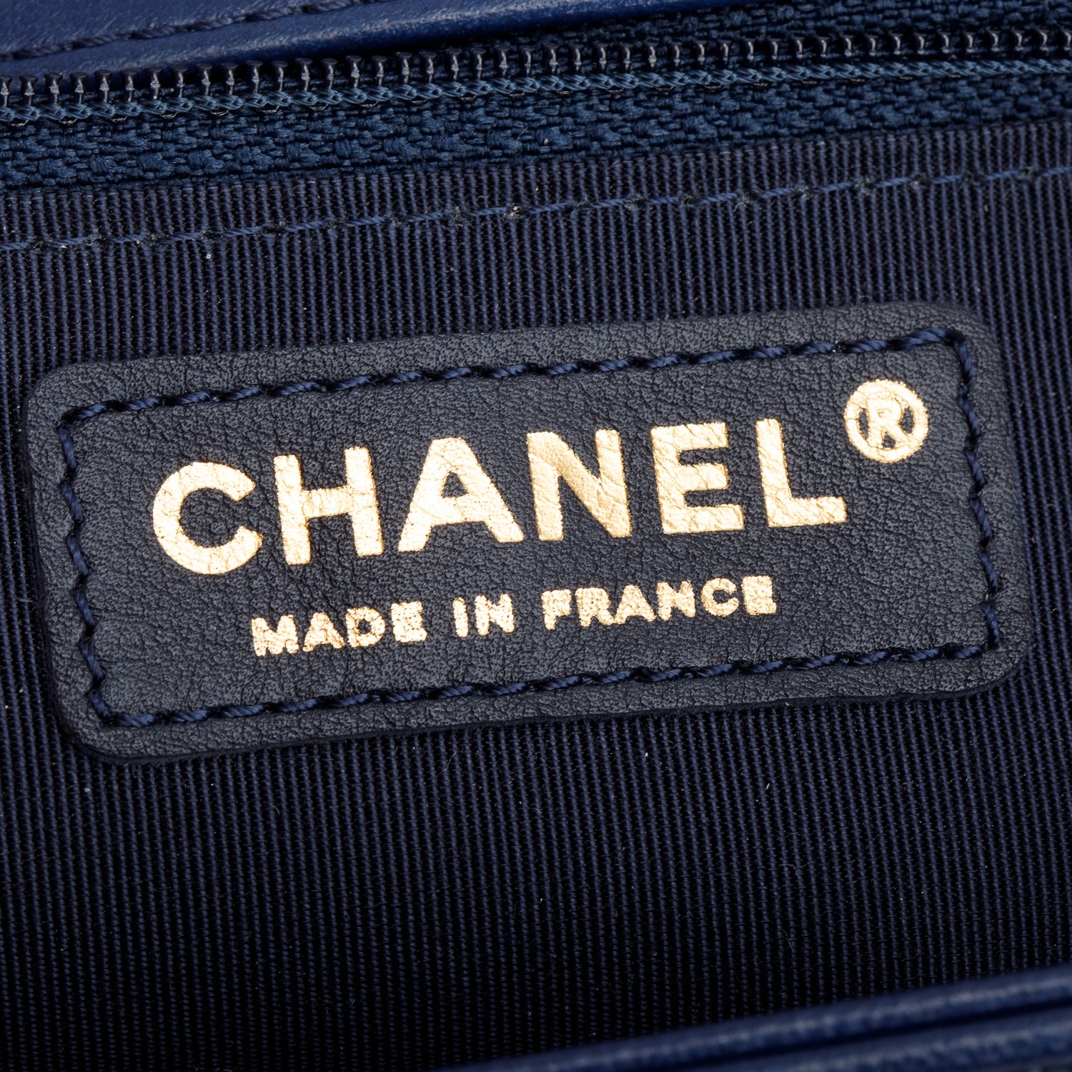 Chanel Blue Calfskin Quilted Leather Large Boy Bag w/ Authenticity Card