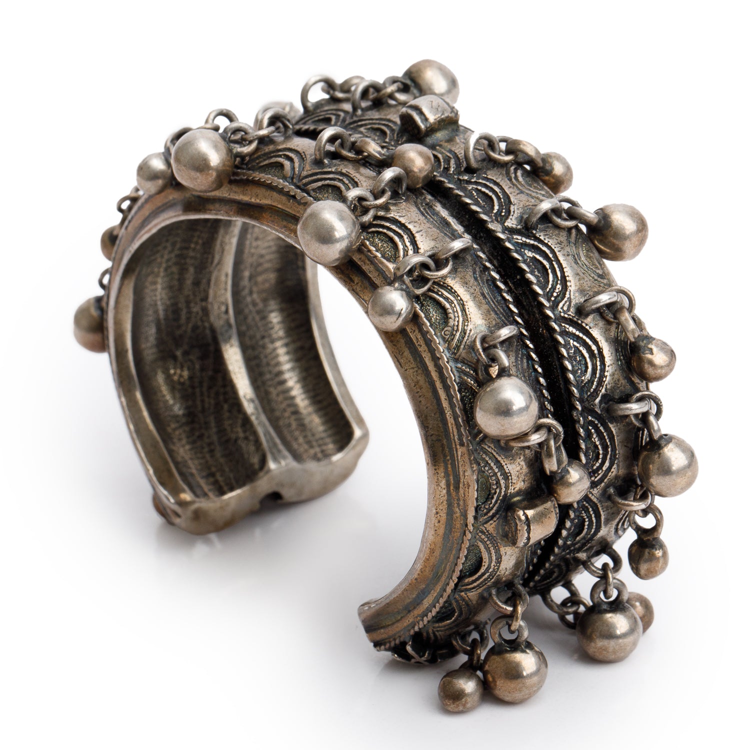 Saint Laurent Antiqued Silver Tone Metal Marakkech Cuff Bracelet