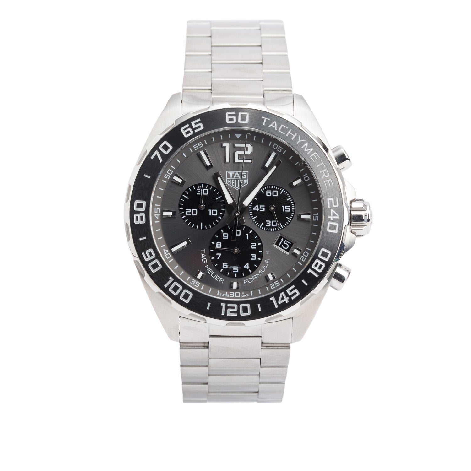 Tag Heuer Stainless Steel Formula 1 43 MM Chronograph Quartz Watch Silver Dial CAZ1011