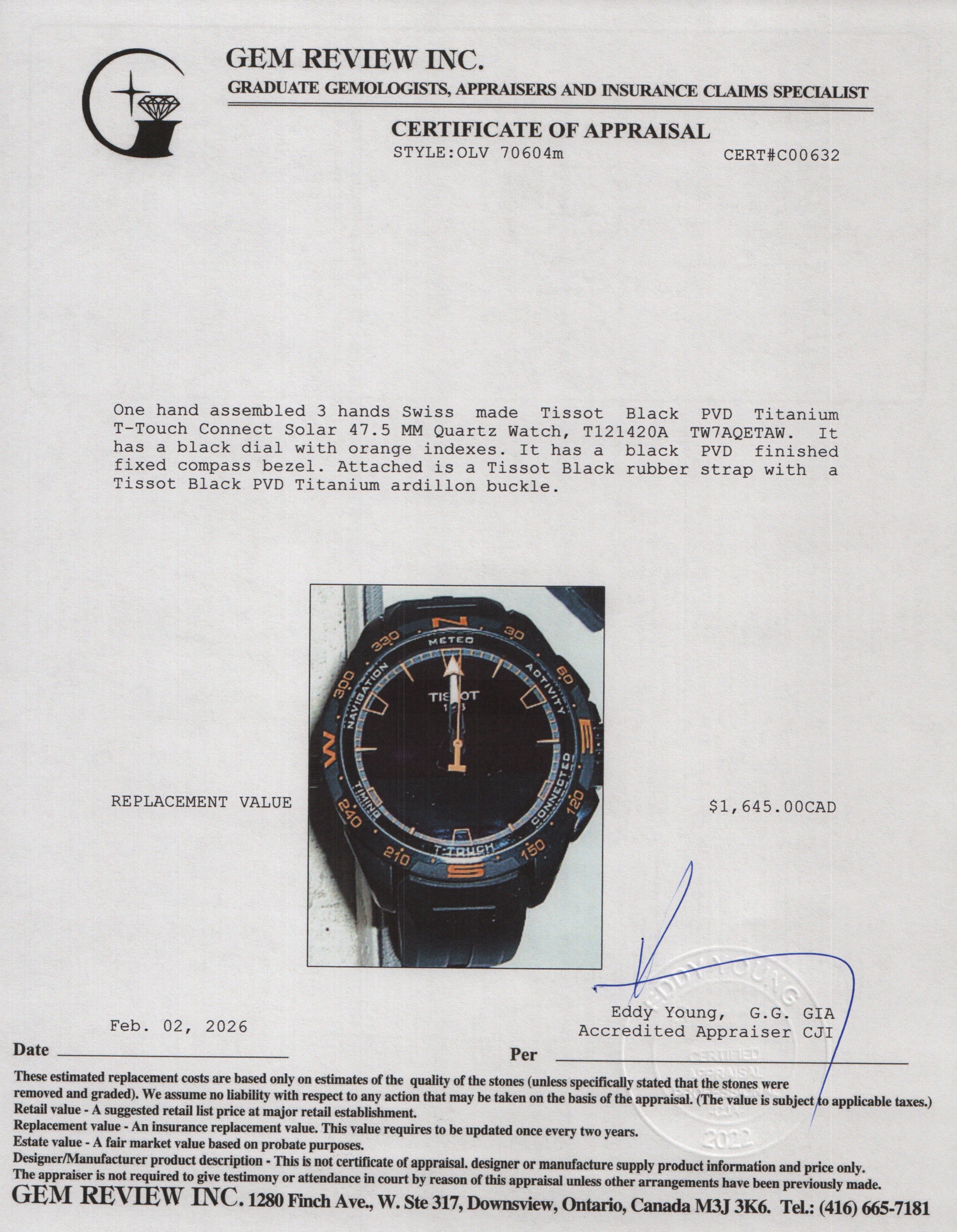 Tissot Black PVD Titanium T-Touch Connect Solar 47.5 MM Quartz Watch w/ Charger
