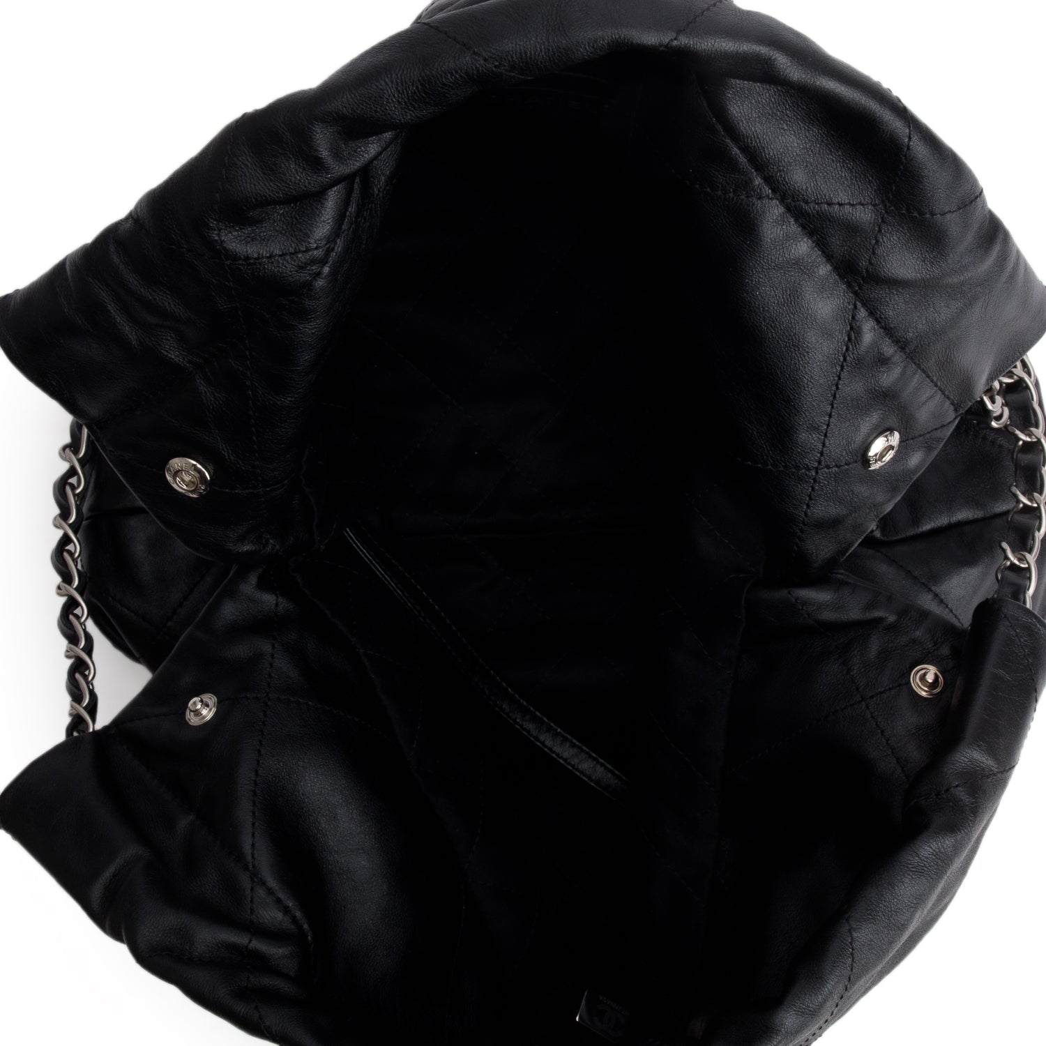 Chanel Black Shiny Calfskin Quilted Small 22 Hobo w/ Pouch