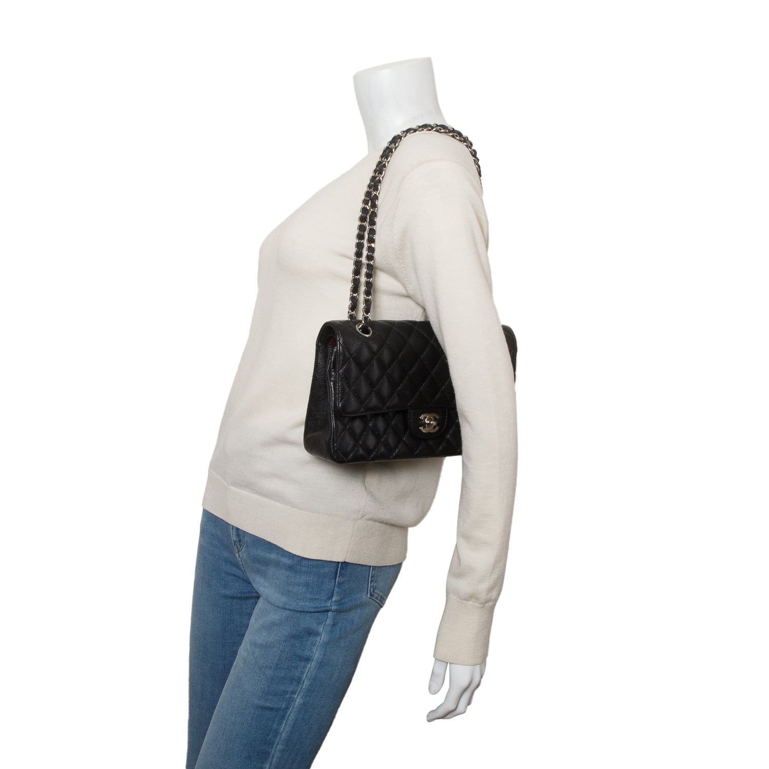 Chanel Black Caviar Classic Medium Double Flap Bag