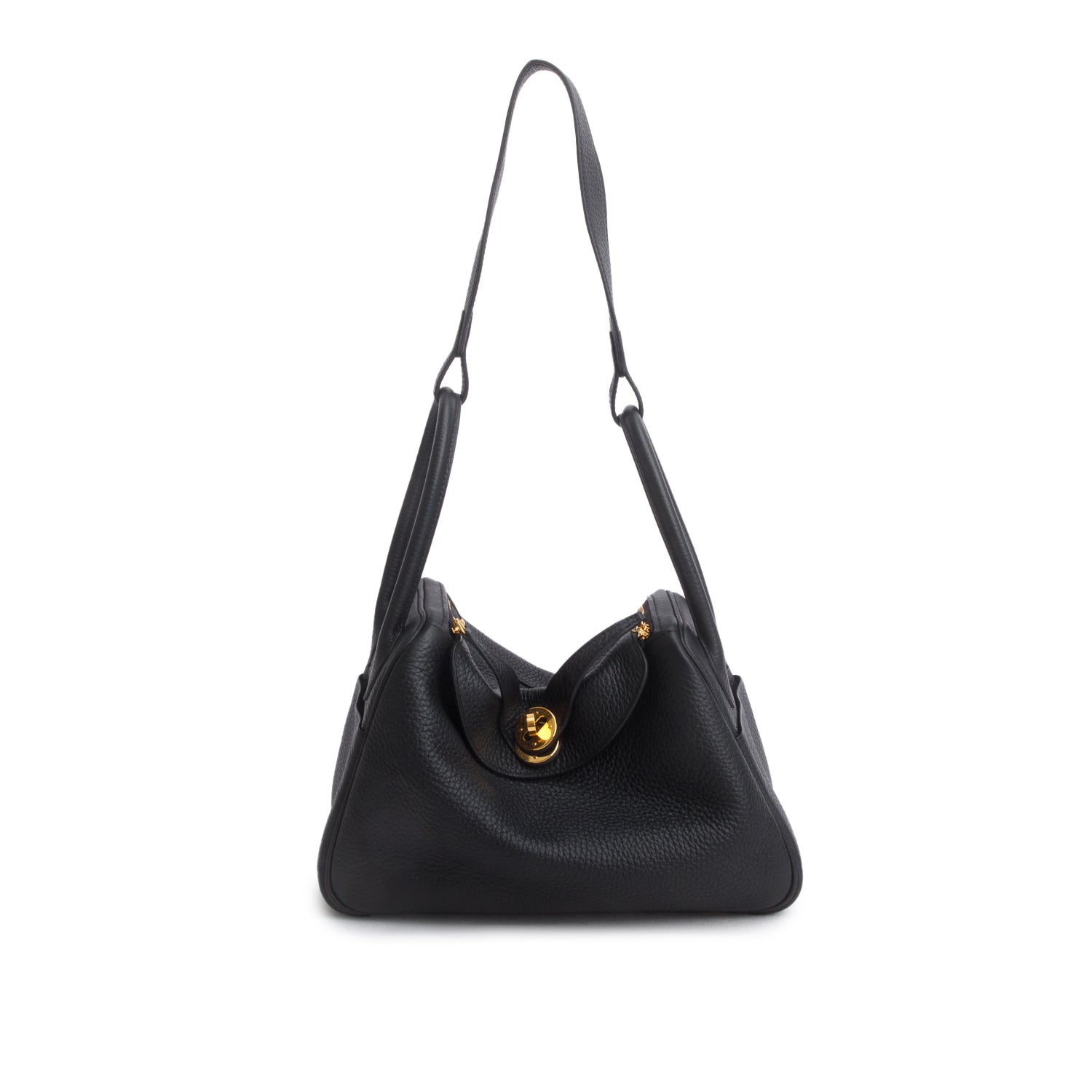 Hermes 2024 Noir Taurillon Clemence Leather Lindy 26