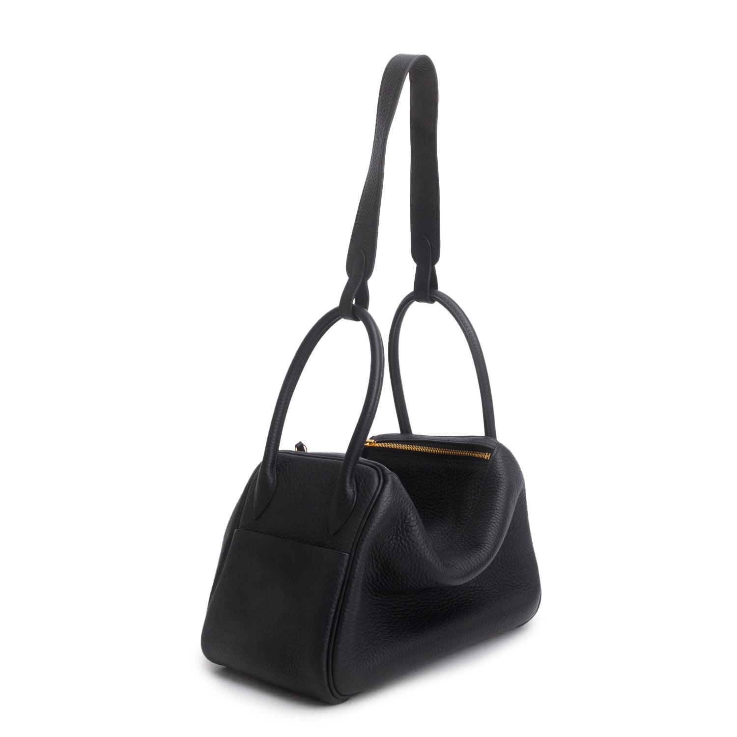 Hermes 2024 Noir Taurillon Clemence Leather Lindy 26