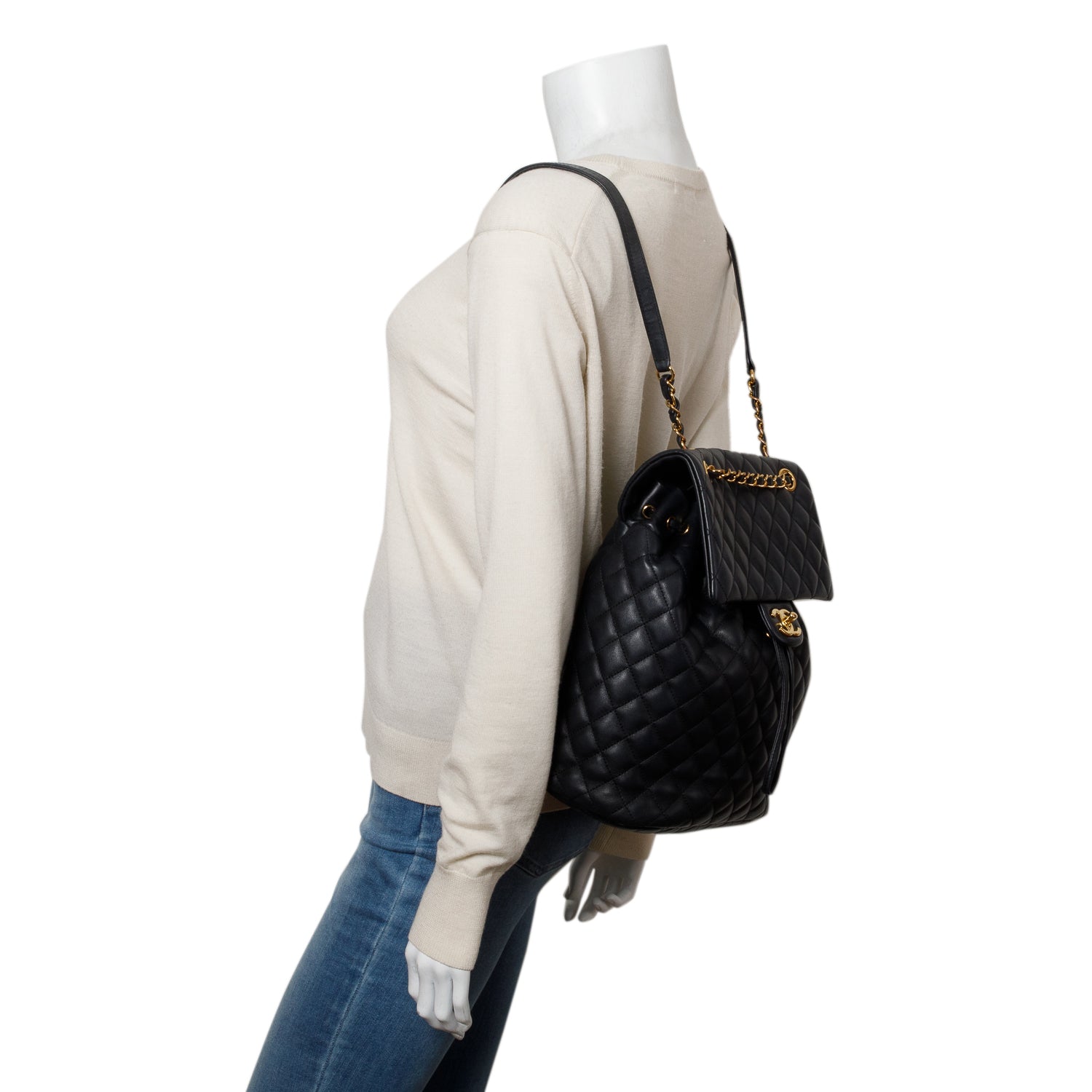 Chanel Black Calfskin Quilted Small Urban Spirit Backpack w/ Authenticity Card
