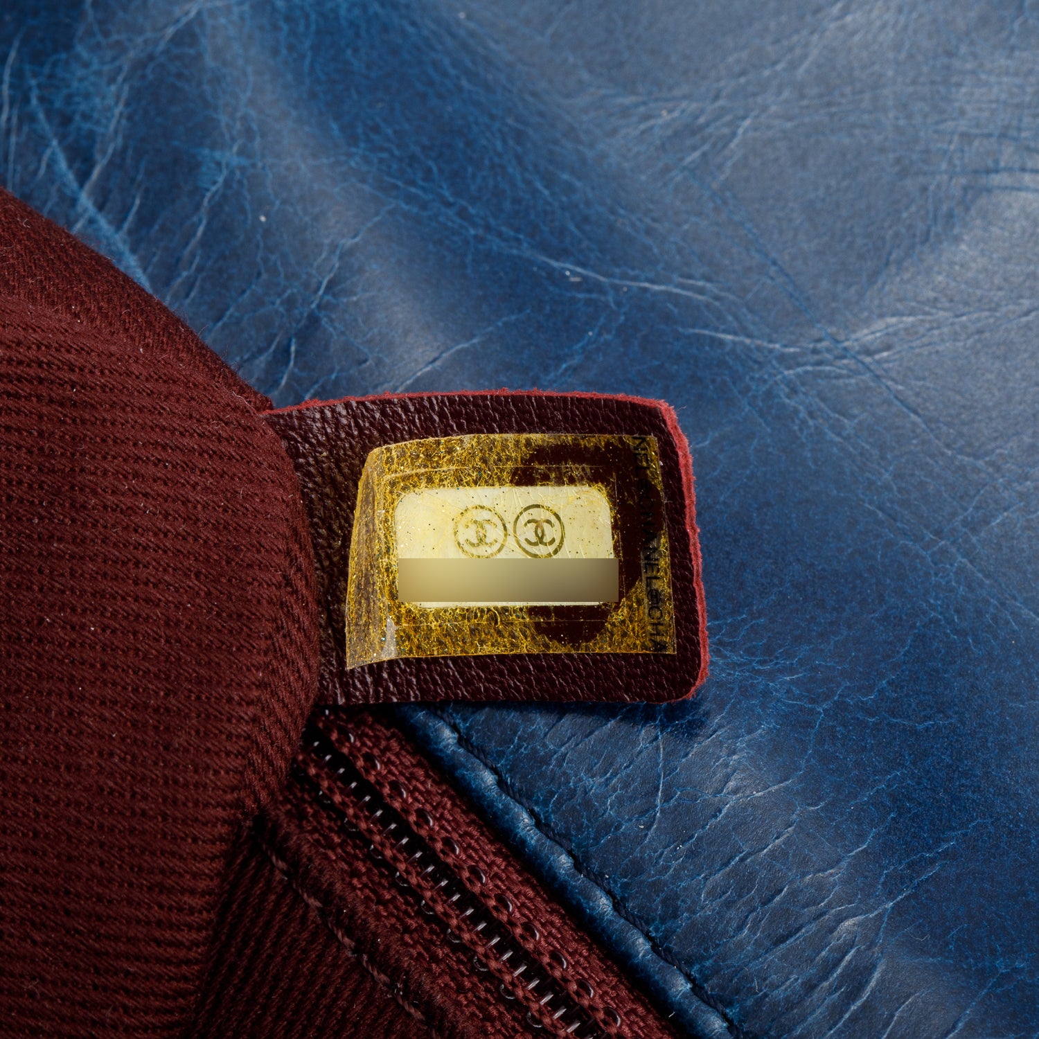 Chanel Blue Glazed Calfskin Castle Rock Medium Flap Bag w/ Authenticity Card