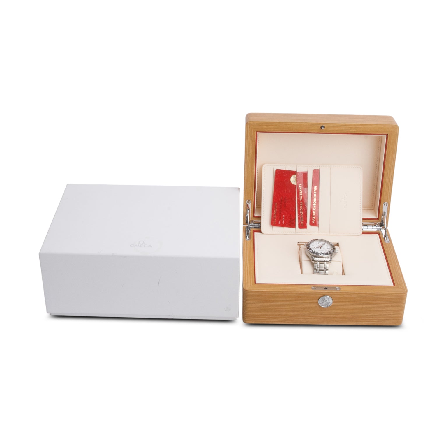 Omega Stainless Steel Seamaster Diver 300M 42 MM Co-Axial Master Chronometer Automatic Watch White Dial w/ Box & Papers