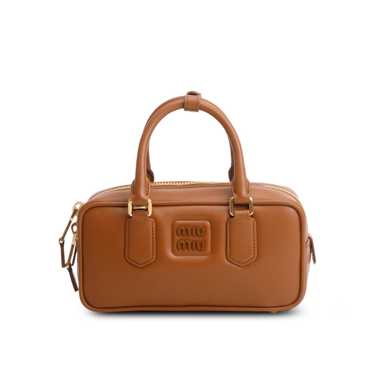 Miu Miu Brown Calfskin Arcadie Regular Top Handle Bag w/ Box & Strap