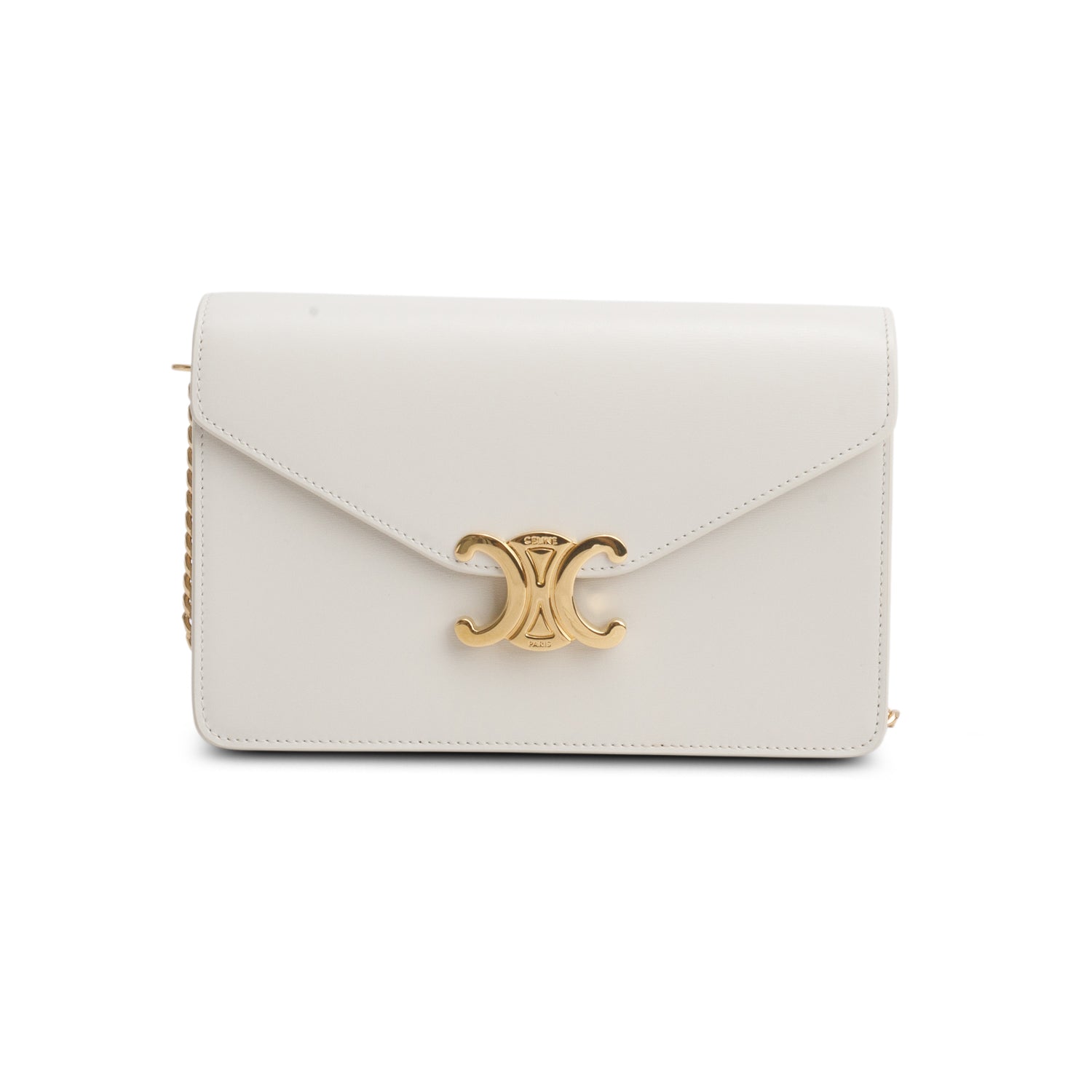 Celine 2025 White Shiny Calfskin Margo Wallet on Chain